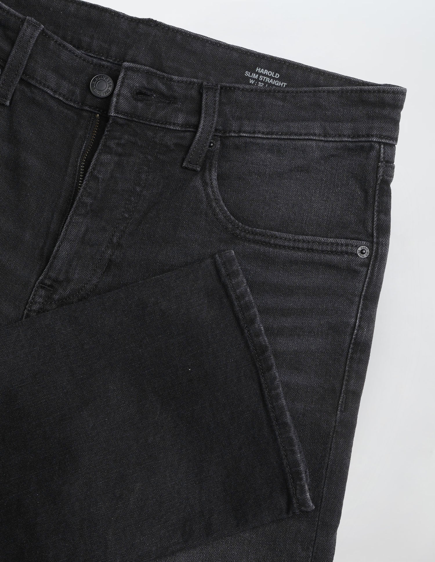 Harold Slim Straight Fit Black Jeans Washed Black - U.S. Polo Assn. India | Large