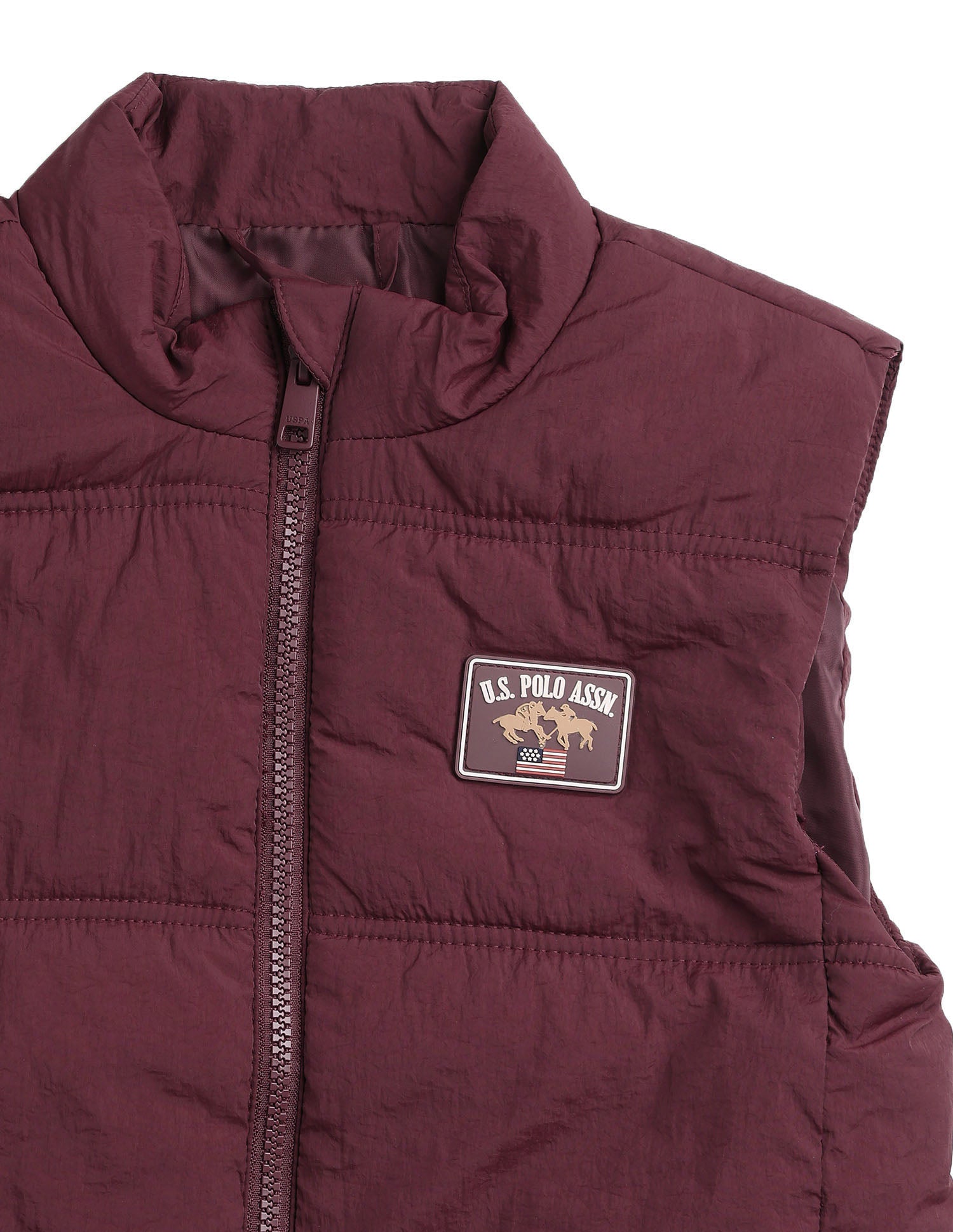 Boys Solid Regular Fit Puffer Jacket Maroon - U.S. Polo Assn. India | Large