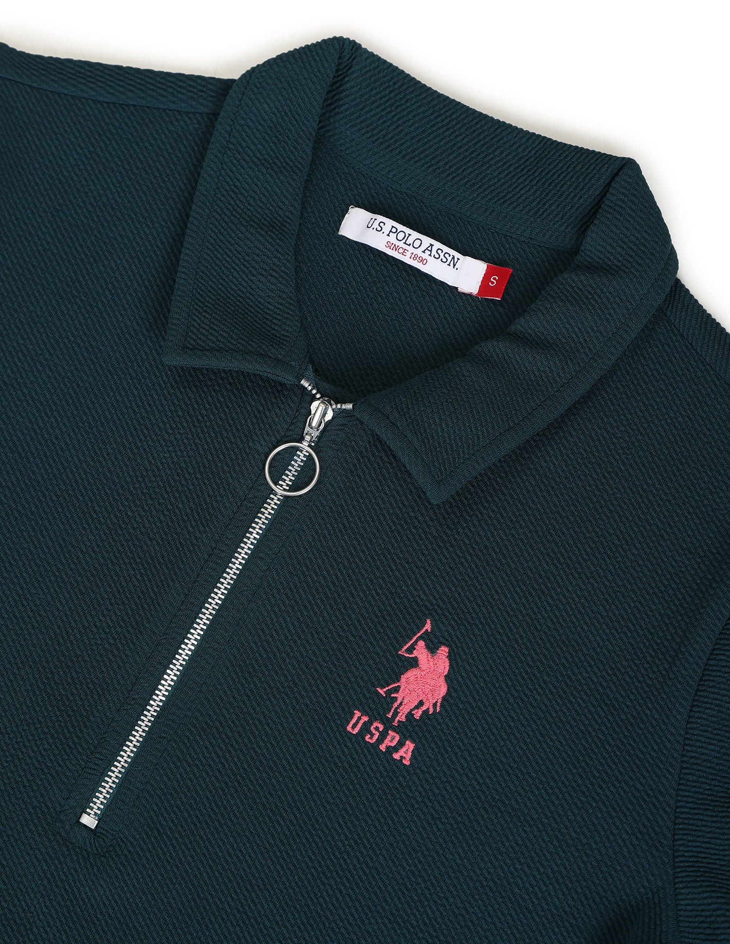 Textured Slim Fit Polo Shirt Teal - U.S. POLO ASSN. | Large