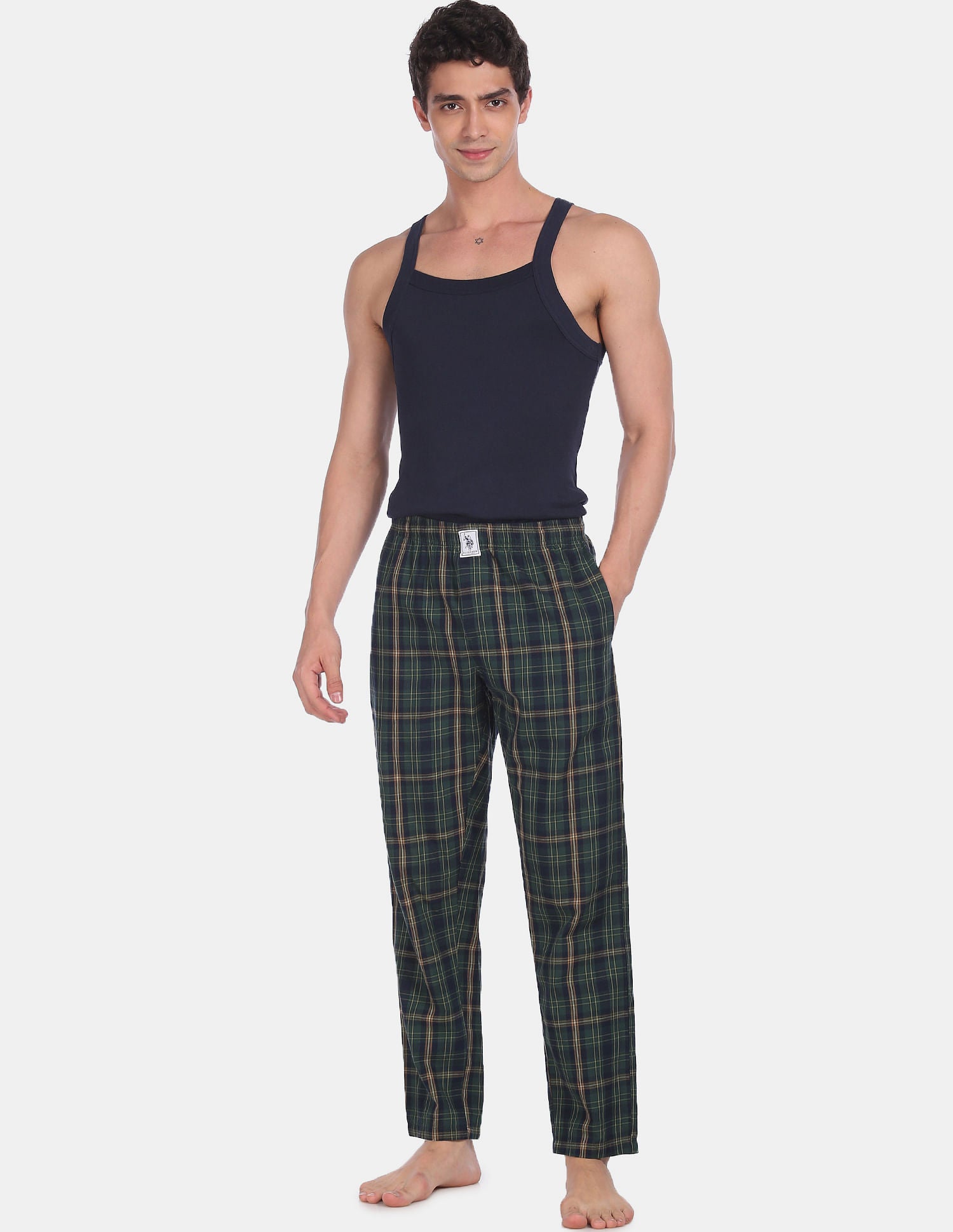 Comfort Fit Check I659 Lounge Pants - Pack Of 1 Green and Navy - U.S. POLO ASSN. | Large