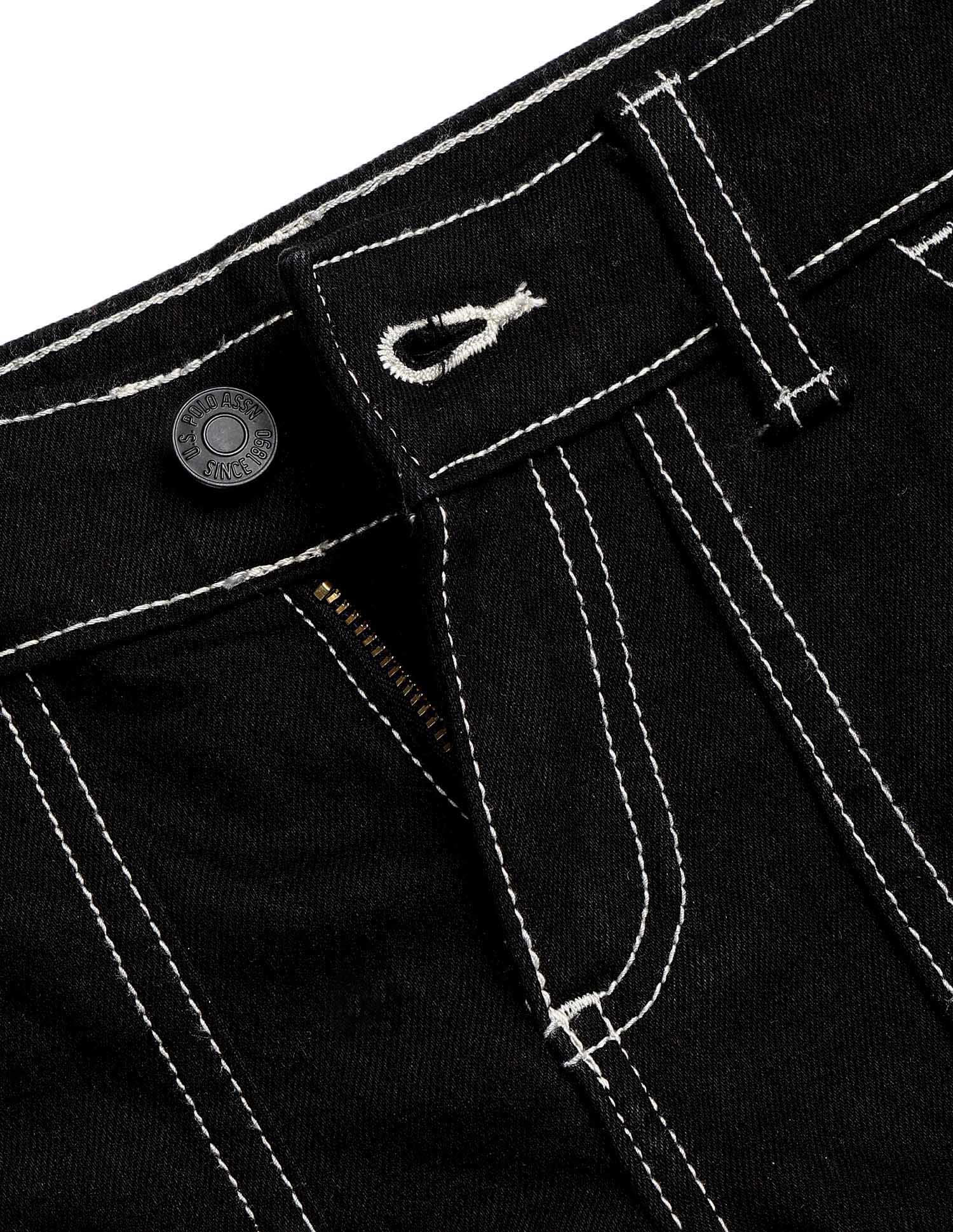 Boys Mid Rise Regular Fit Cargo Jeans Black - U.S. POLO ASSN. | Large