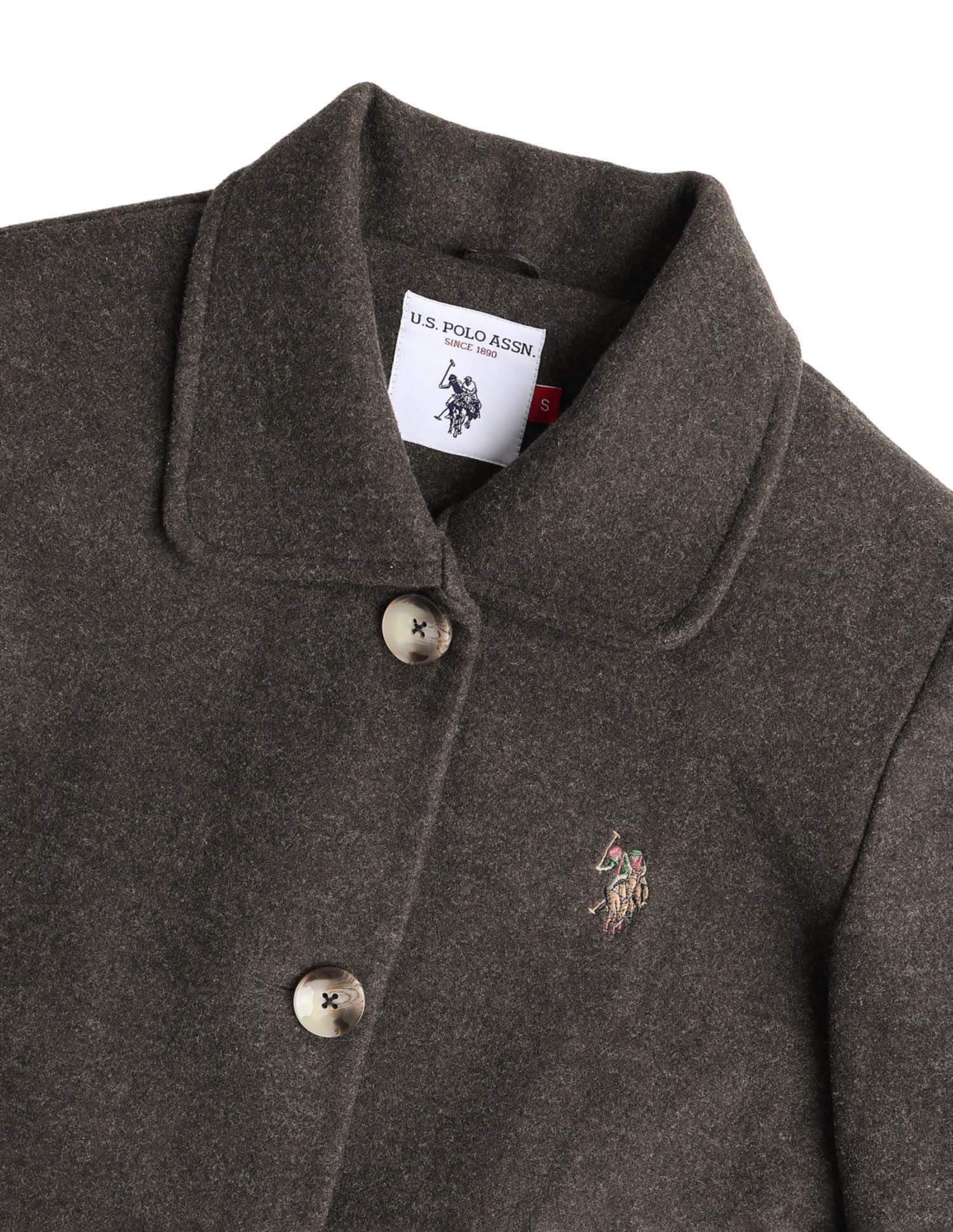 Solid Regular Fit Trench Coat Brown - U.S. POLO ASSN. | Large