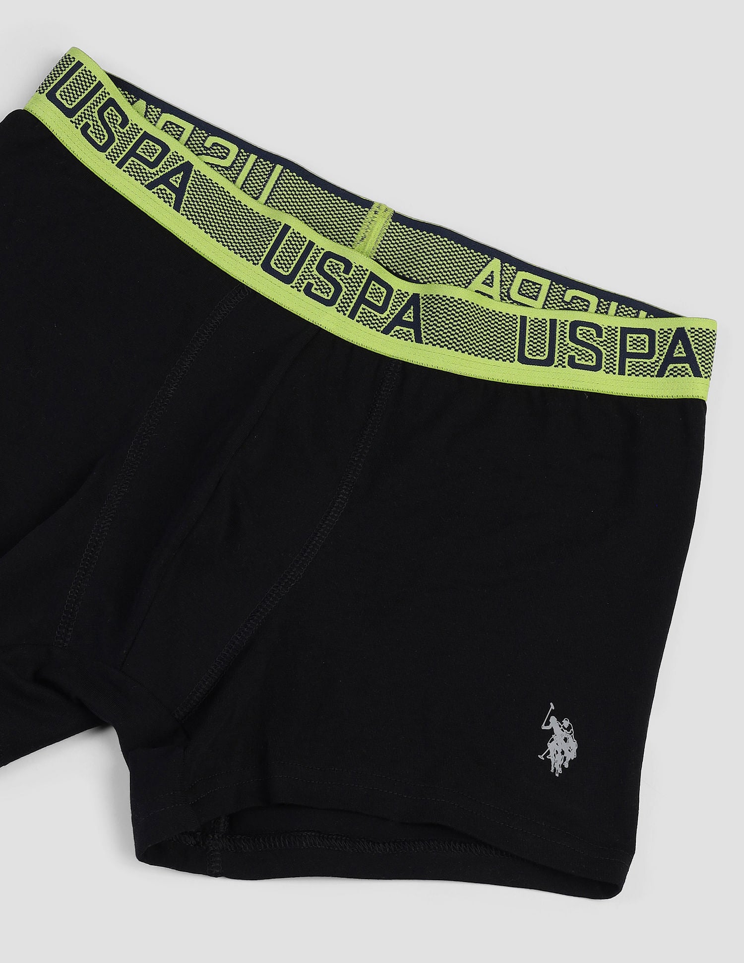 Contrast Waist Cotton Stretch OET04 Trunks - Pack Of 1 Black - U.S. POLO ASSN. | Large