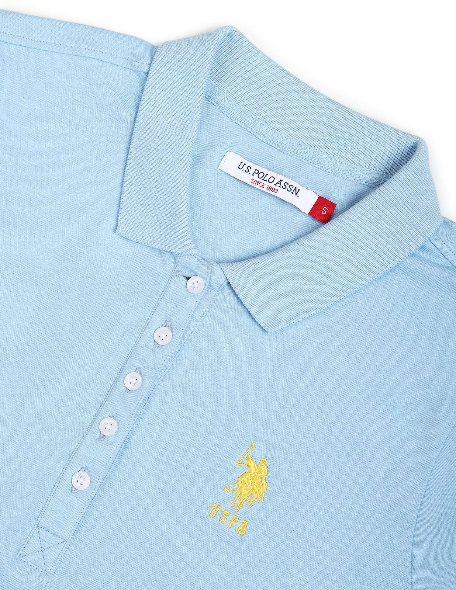 Pure Cotton Solid Polo Shirt Light Blue - U.S. POLO ASSN. | Large