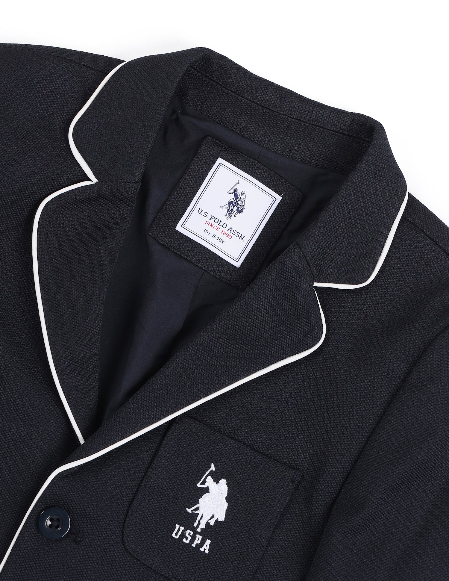 Boys Textured Pattern Blazer Black - U.S. POLO ASSN. | Large