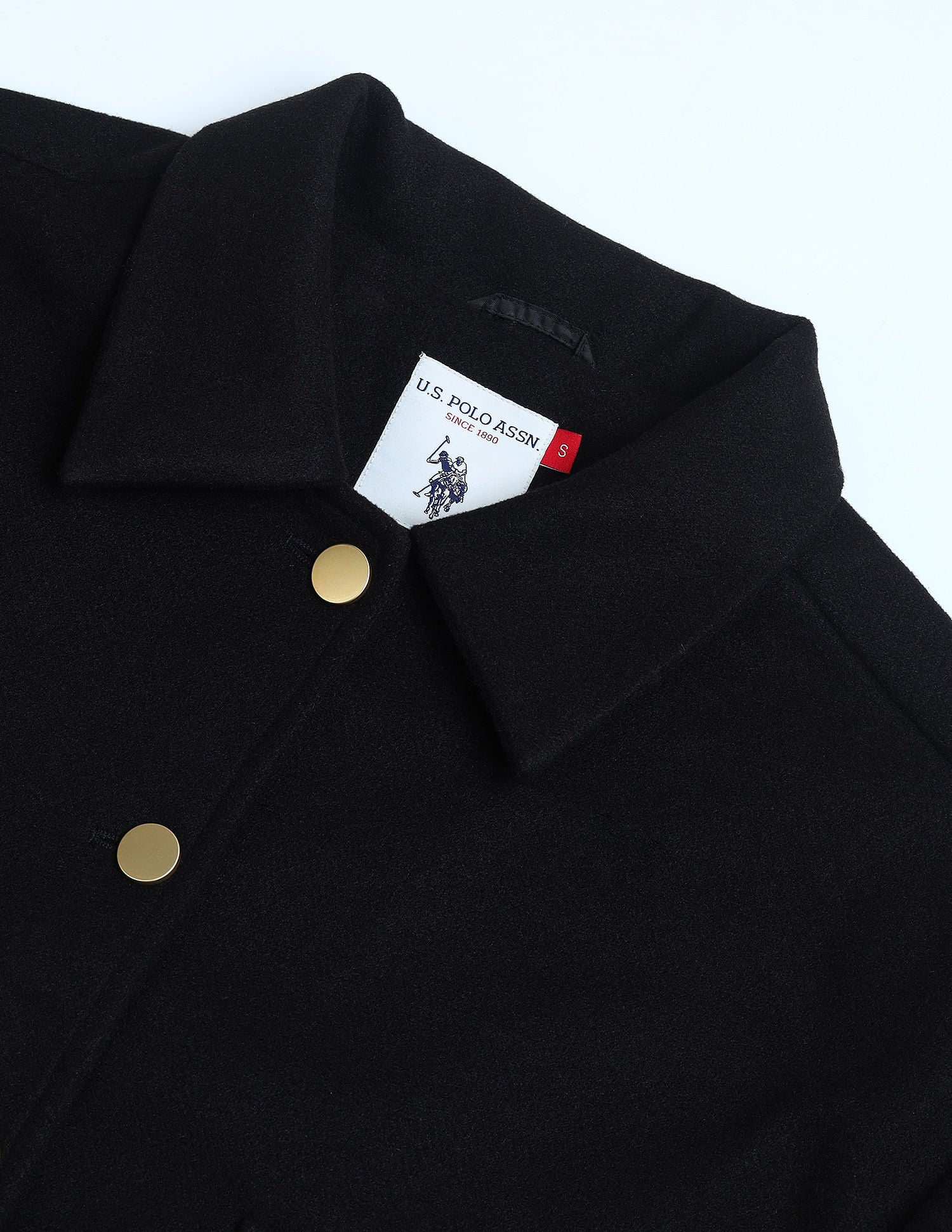 Crop Boxy Fit Felt Jacket Black - U.S. POLO ASSN. | Large