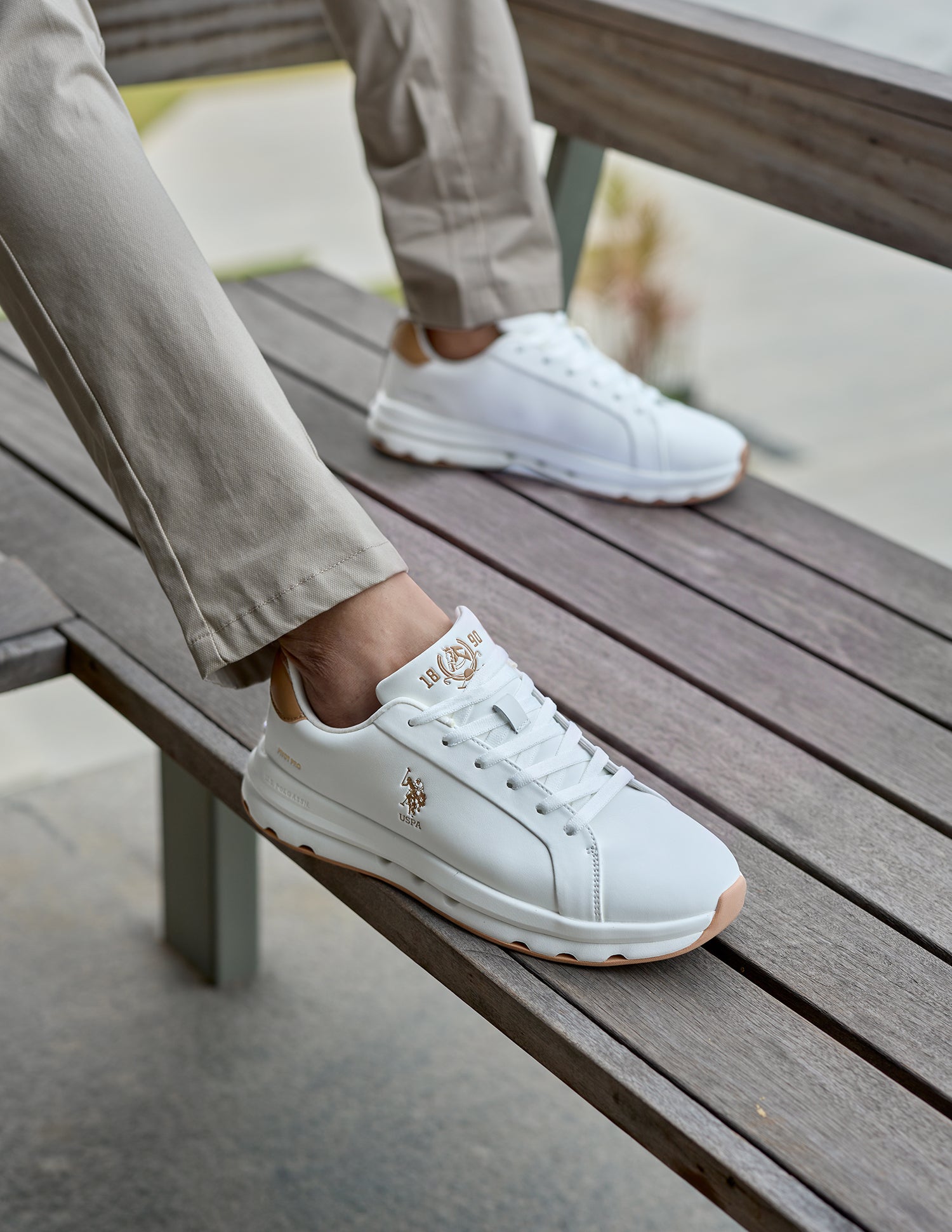 Round Toe Pivot Pro Sneakers Off White - U.S. Polo Assn. India | Large