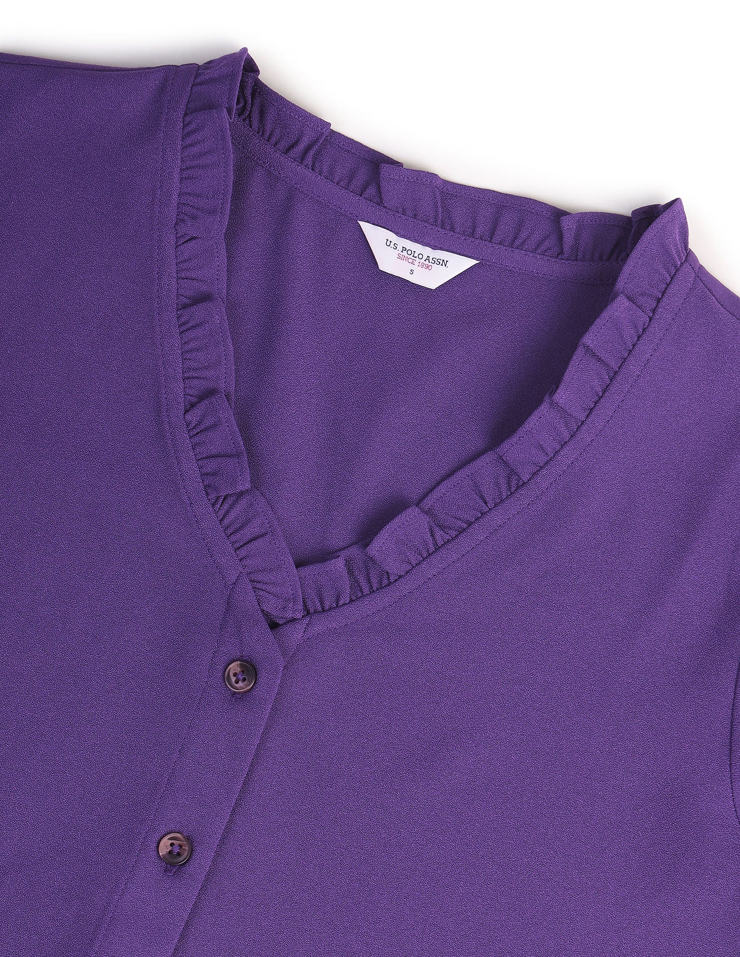 Ruffled Neck Solid Top Purple - U.S. POLO ASSN. | Large
