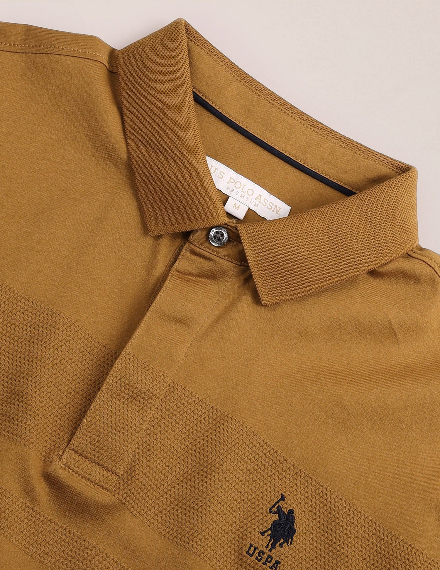 Pattern Knit Slim Polo Shirt Ochre - U.S. Polo Assn. India | Large
