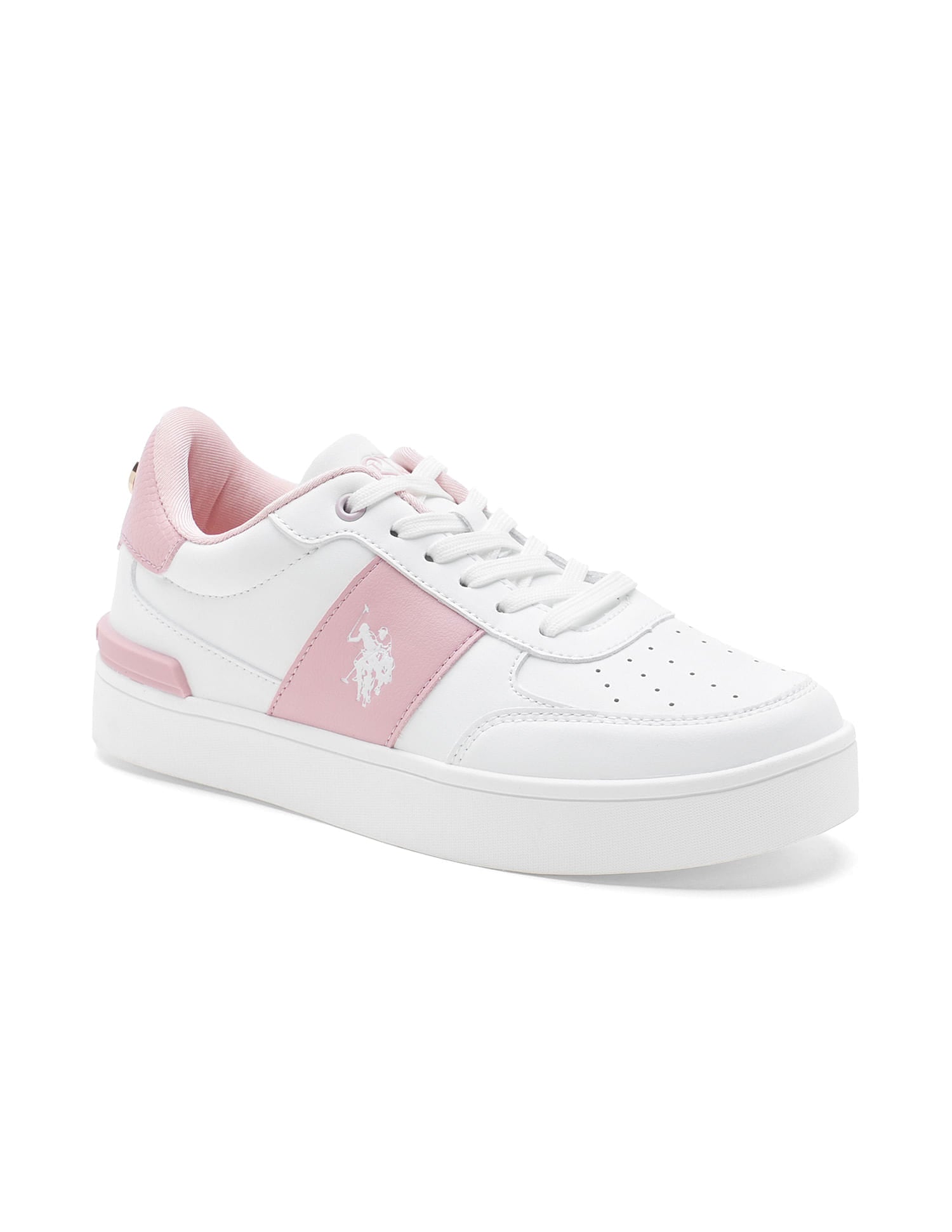 Women Metallic Logo Uno Sneakers White - U.S. Polo Assn. India | Large