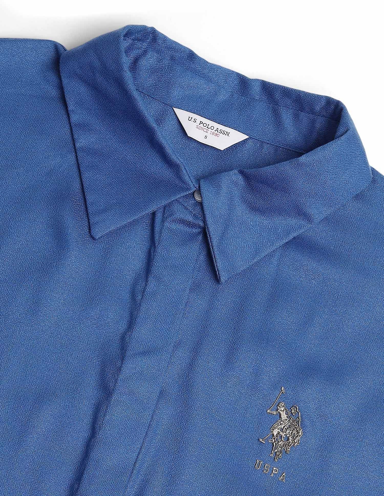 Metallic Logo Solid Shirt Blue - U.S. POLO ASSN. | Large