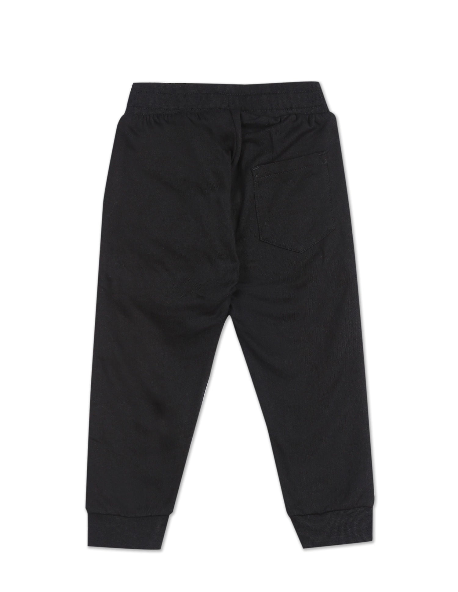 Boys Black Mid Rise Brand Print Joggers Black - U.S. Polo Assn. India | Large