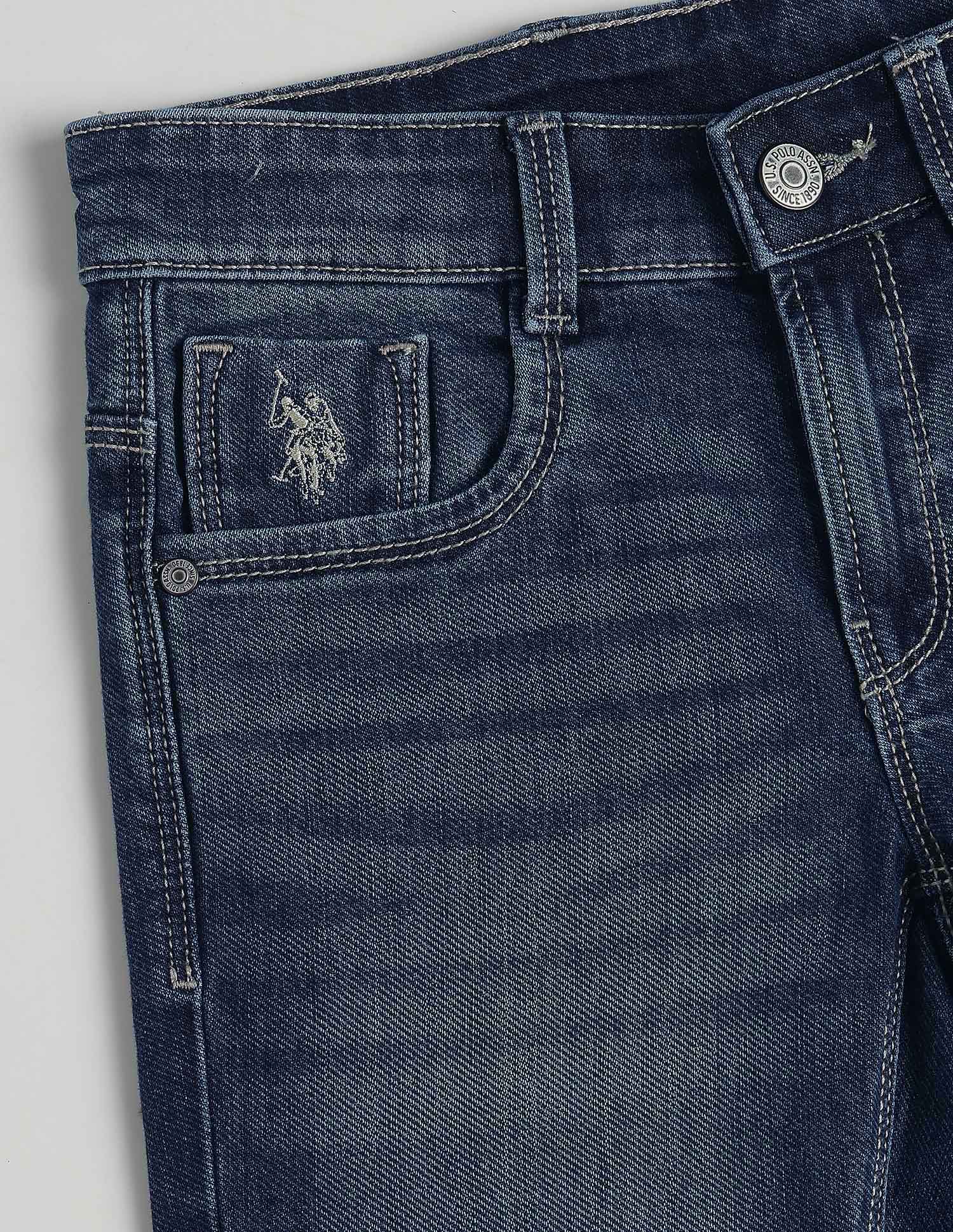 Whiskered Slim Fit Jeans Dark Blue - U.S. Polo Assn. India | Large