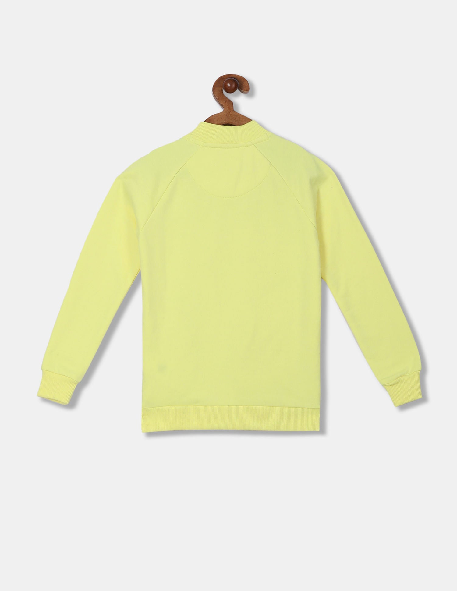 Ribbed Stand Neck Applique Sweatshirt Light Yellow - U.S. Polo Assn. India | Large