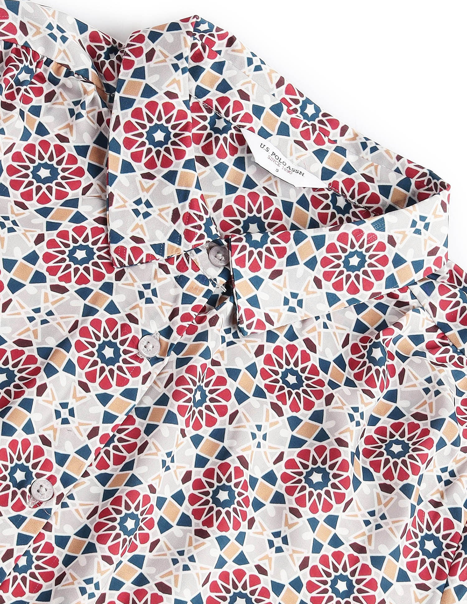 Geometric Printed Cotton Top White, Red and Blue - U.S. Polo Assn. India | Large