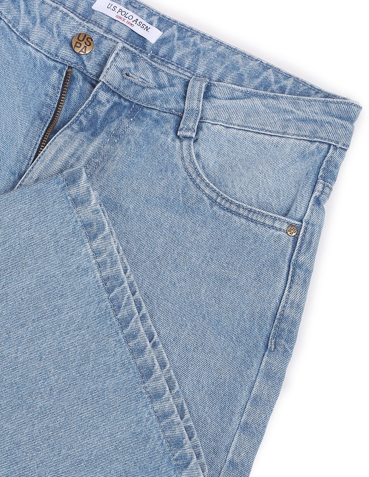 High Rise Slit Flared Fit Jeans Light Blue - U.S. Polo Assn. India | Large