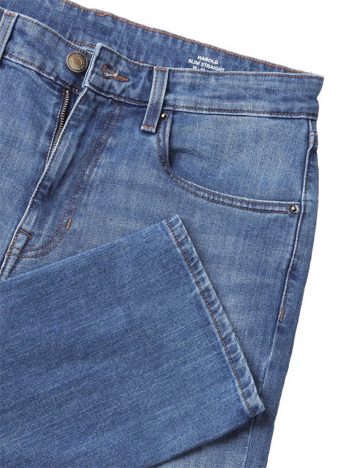 Harold Slim Straight Fit Blue Jeans Mid Blue - U.S. Polo Assn. India | Large