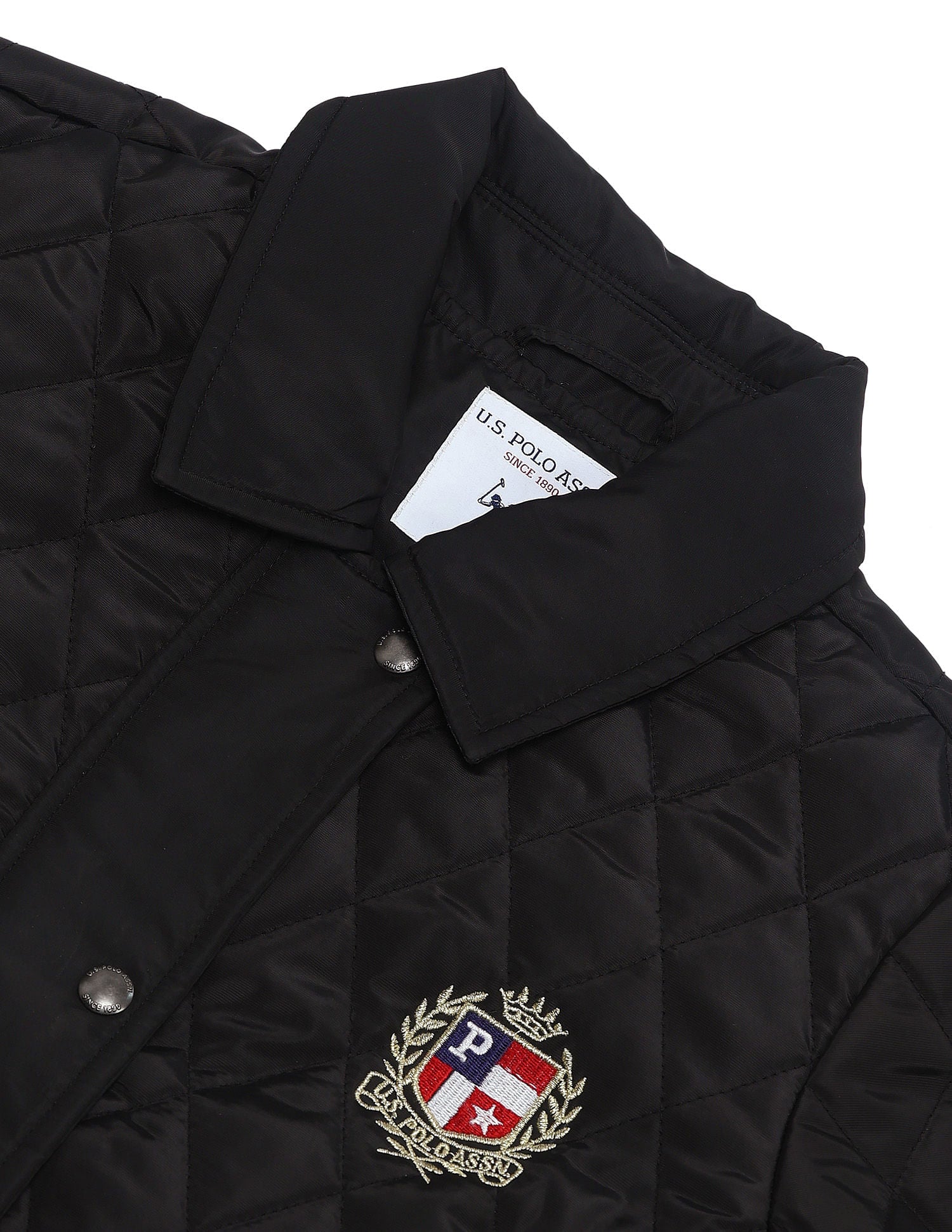 Hooded Solid Quilted Jacket Black - U.S. POLO ASSN. | Large