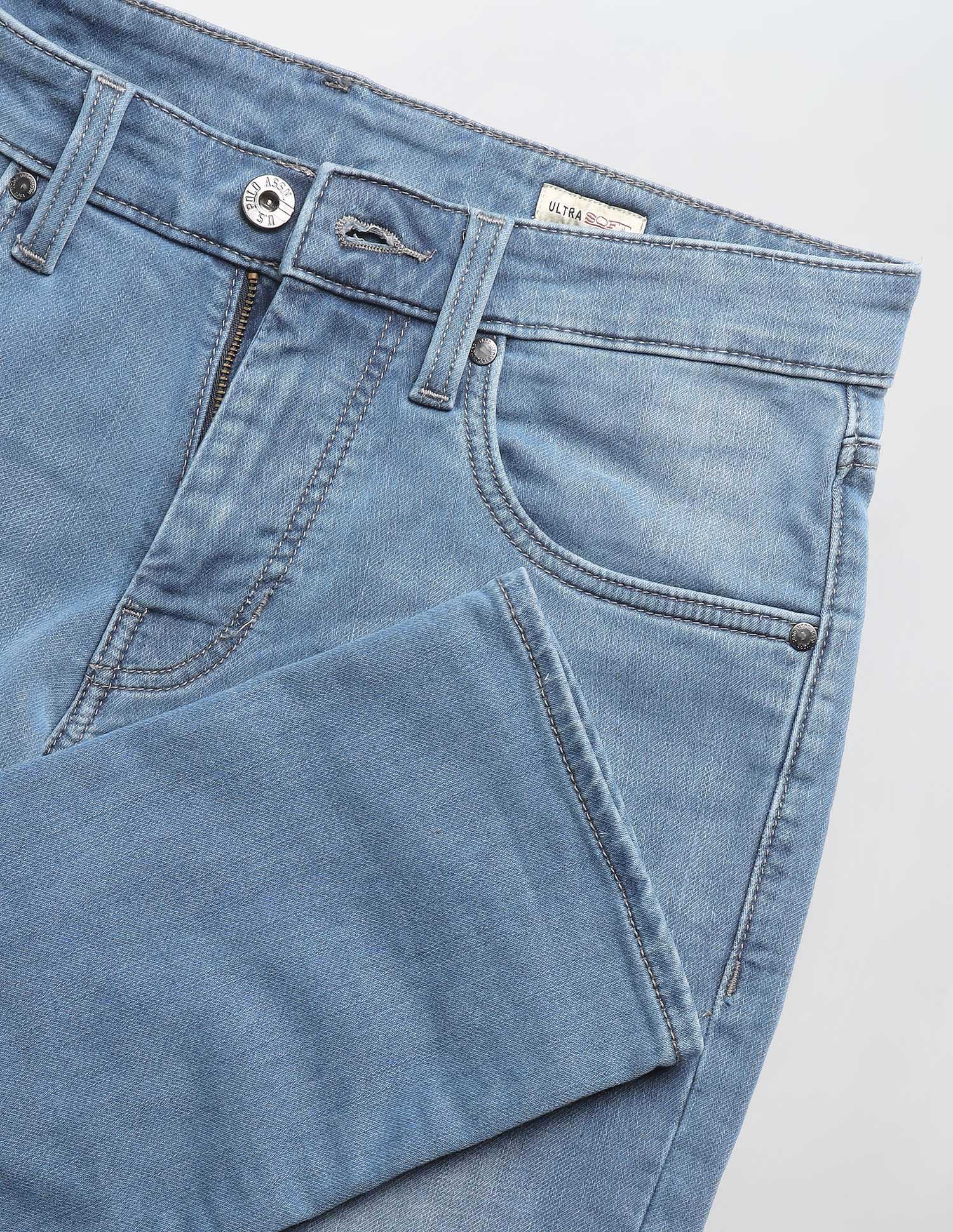 Brandon Slim Tapered Fit Blue Jeans Mid Blue - U.S. Polo Assn. India | Large