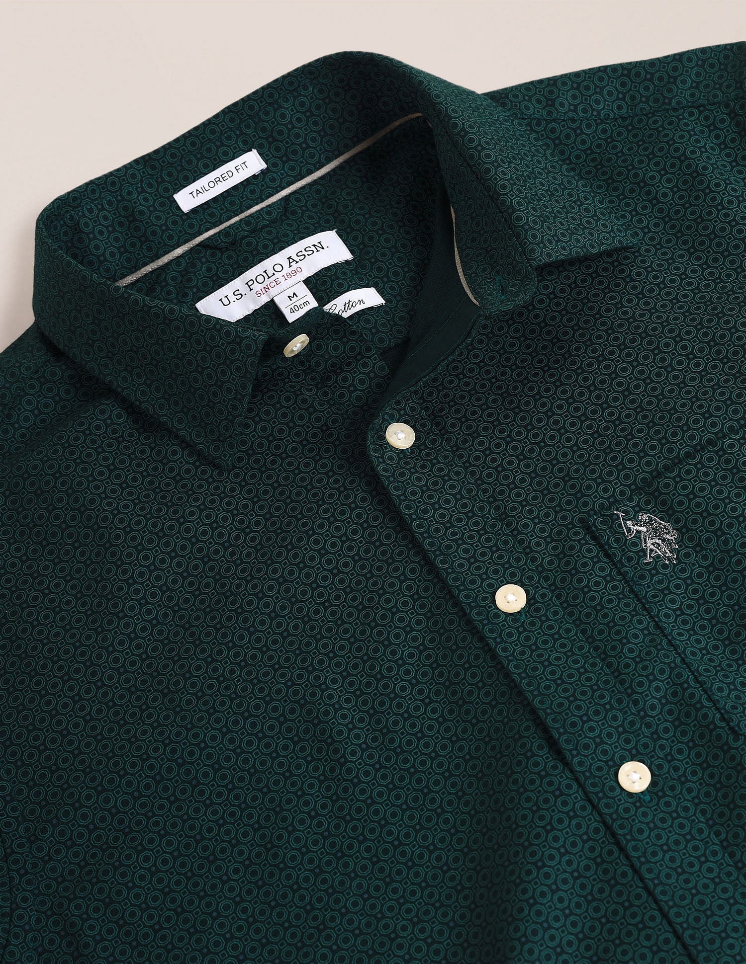 Regular Fit Dobby Shirt Green - U.S. Polo Assn. India | Large