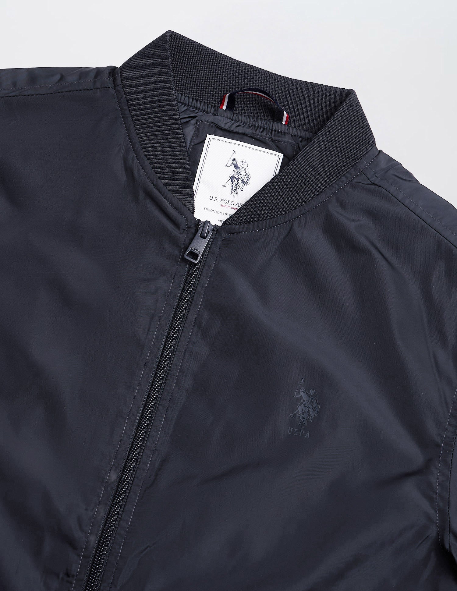 Solid Regular Fit Bomber Jacket Navy - U.S. Polo Assn. India | Large