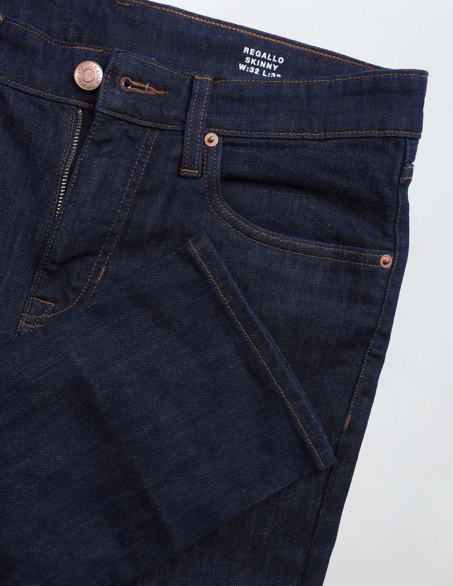 Regallo Skinny Fit Mid Rise Jeans Dark Blue - U.S. Polo Assn. India | Large
