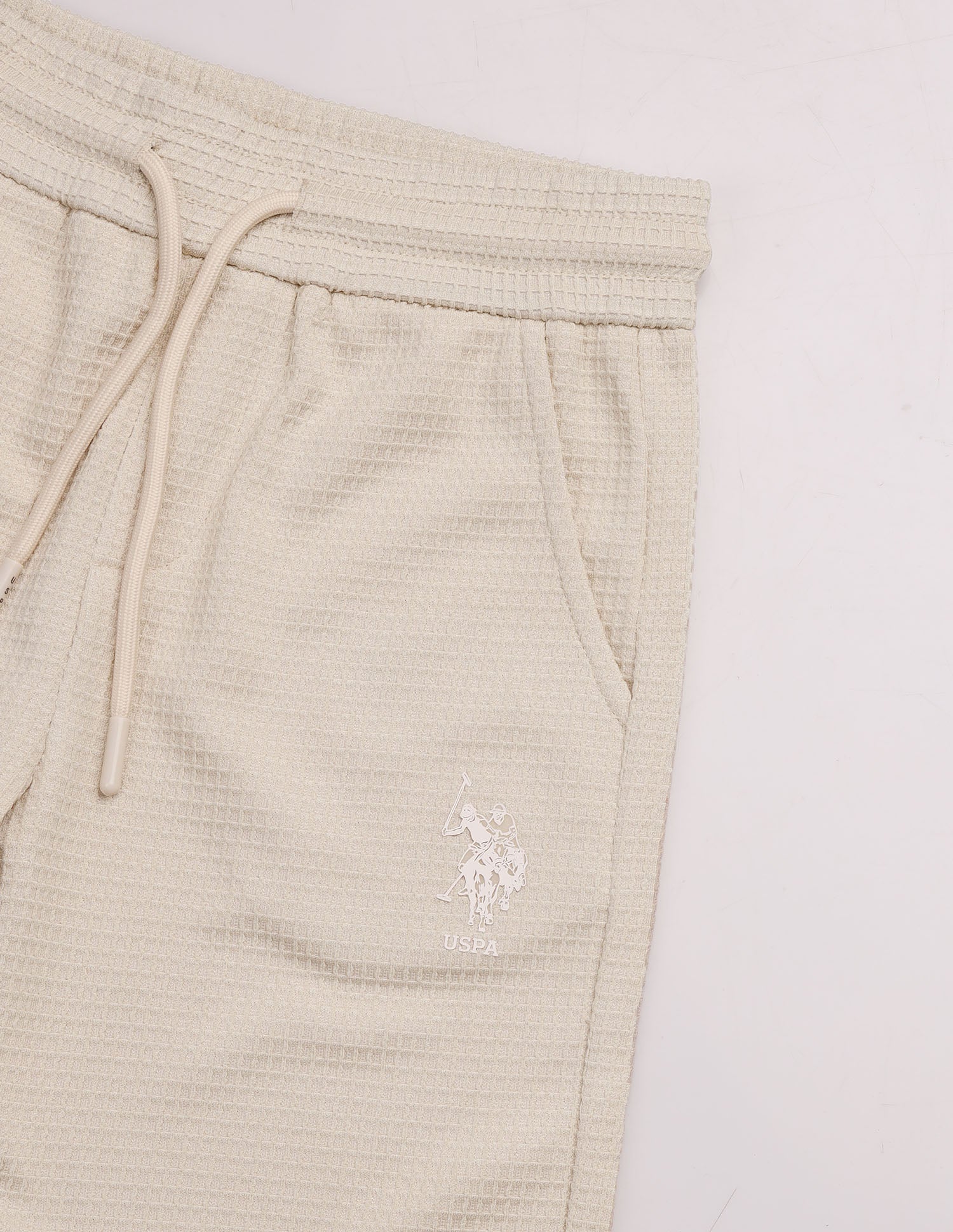 Textured Regular Fit Shorts Beige - U.S. Polo Assn. India | Large