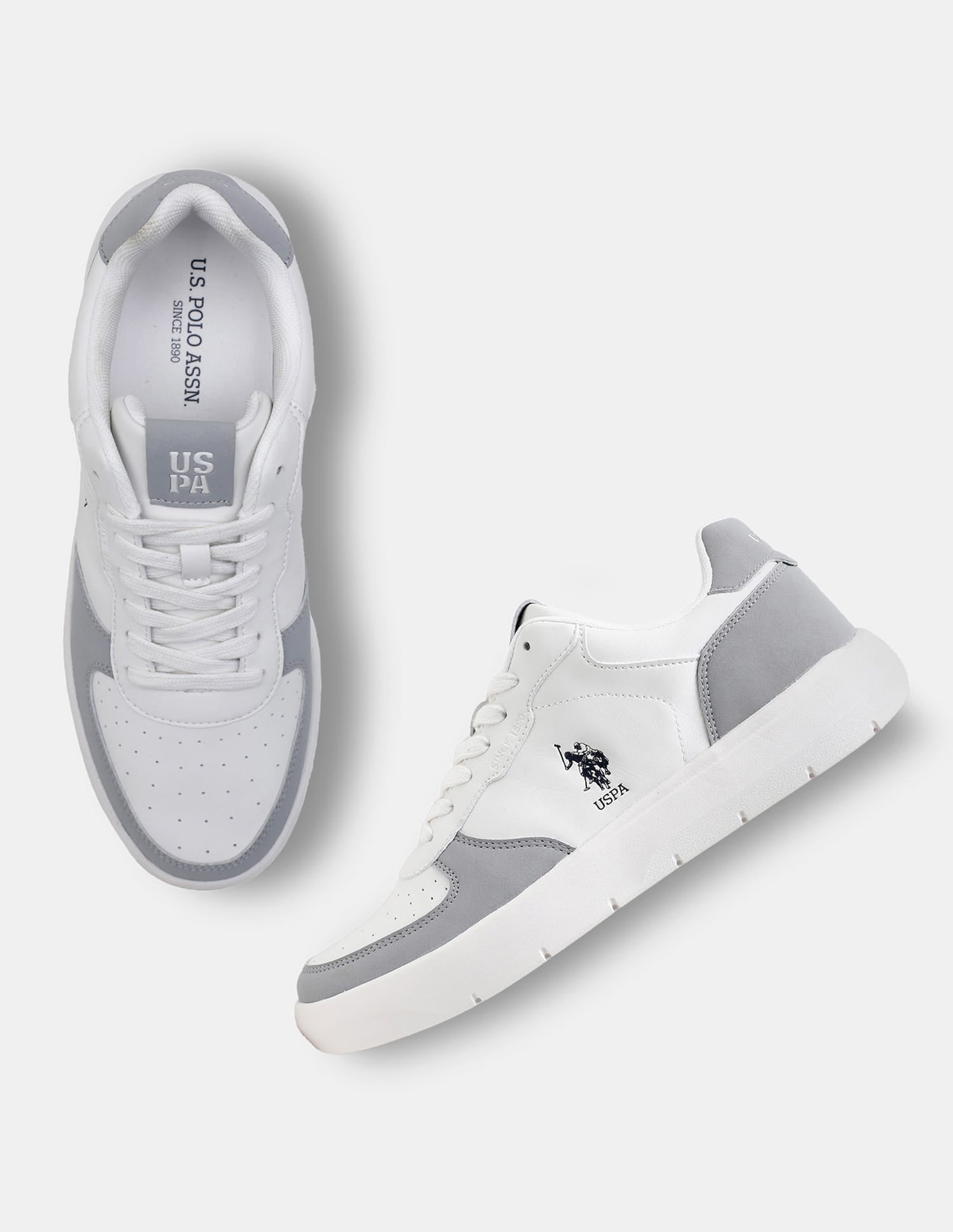 Colour Blocked Lace Ups Alec Sneakers White - U.S. Polo Assn. India | Large