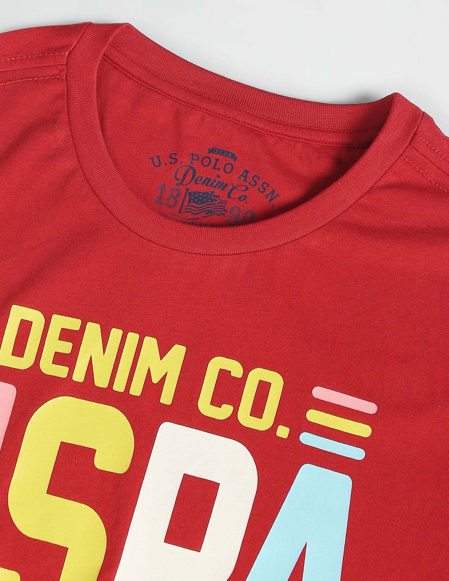 Crew Neck Typographic Print T-Shirt Red - U.S. Polo Assn. India | Large