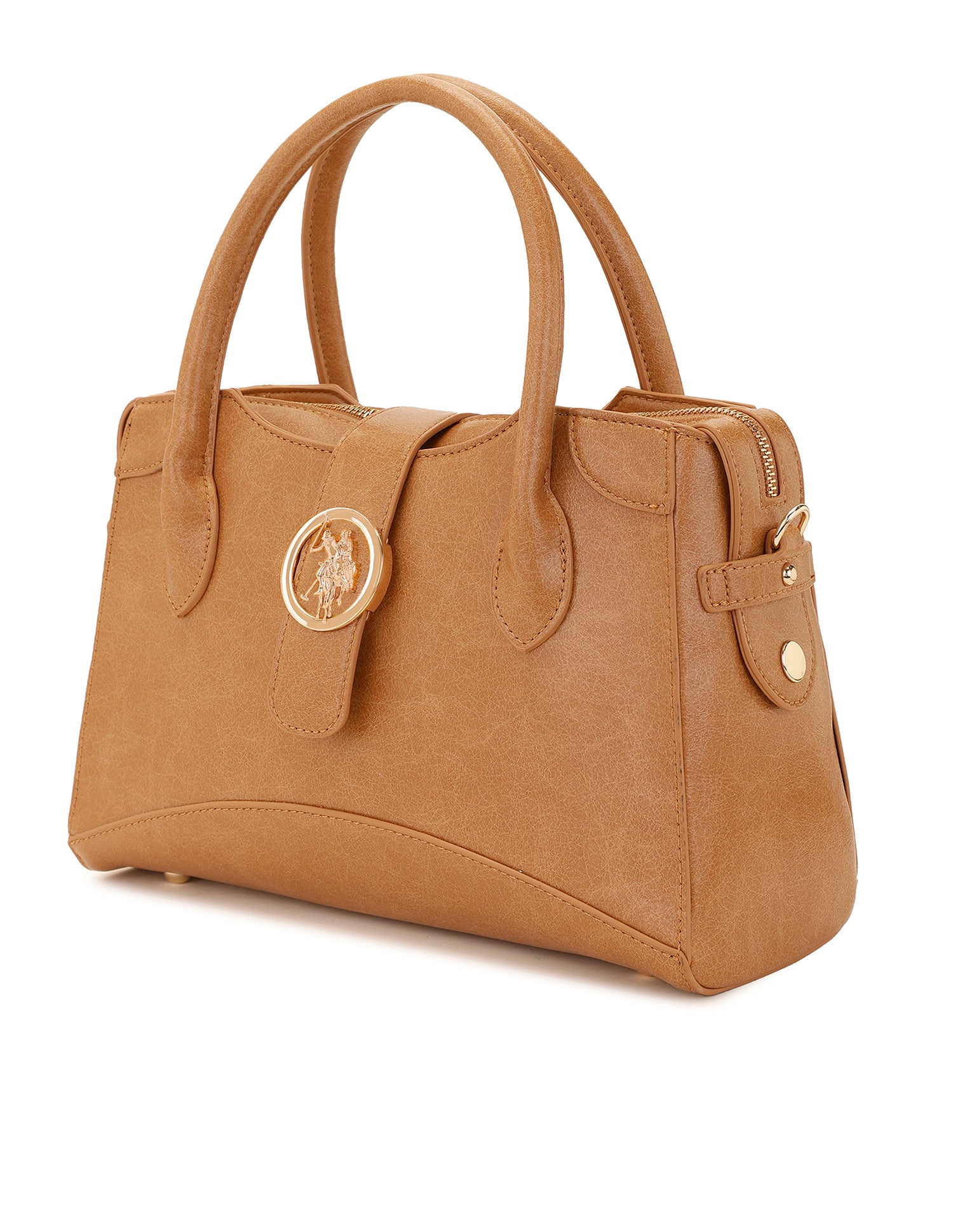 Women Ami Textured Satchel Bag Tan - U.S. POLO ASSN. | Large