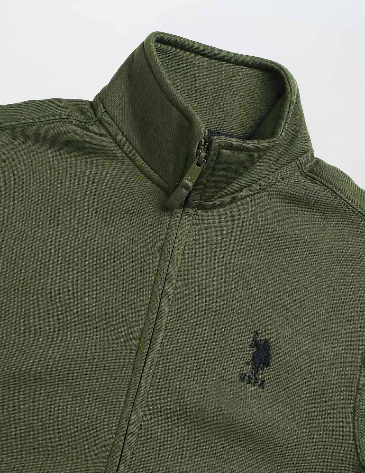 Solid Regular Fit Sweatshirt Olive - U.S. POLO ASSN. | Large