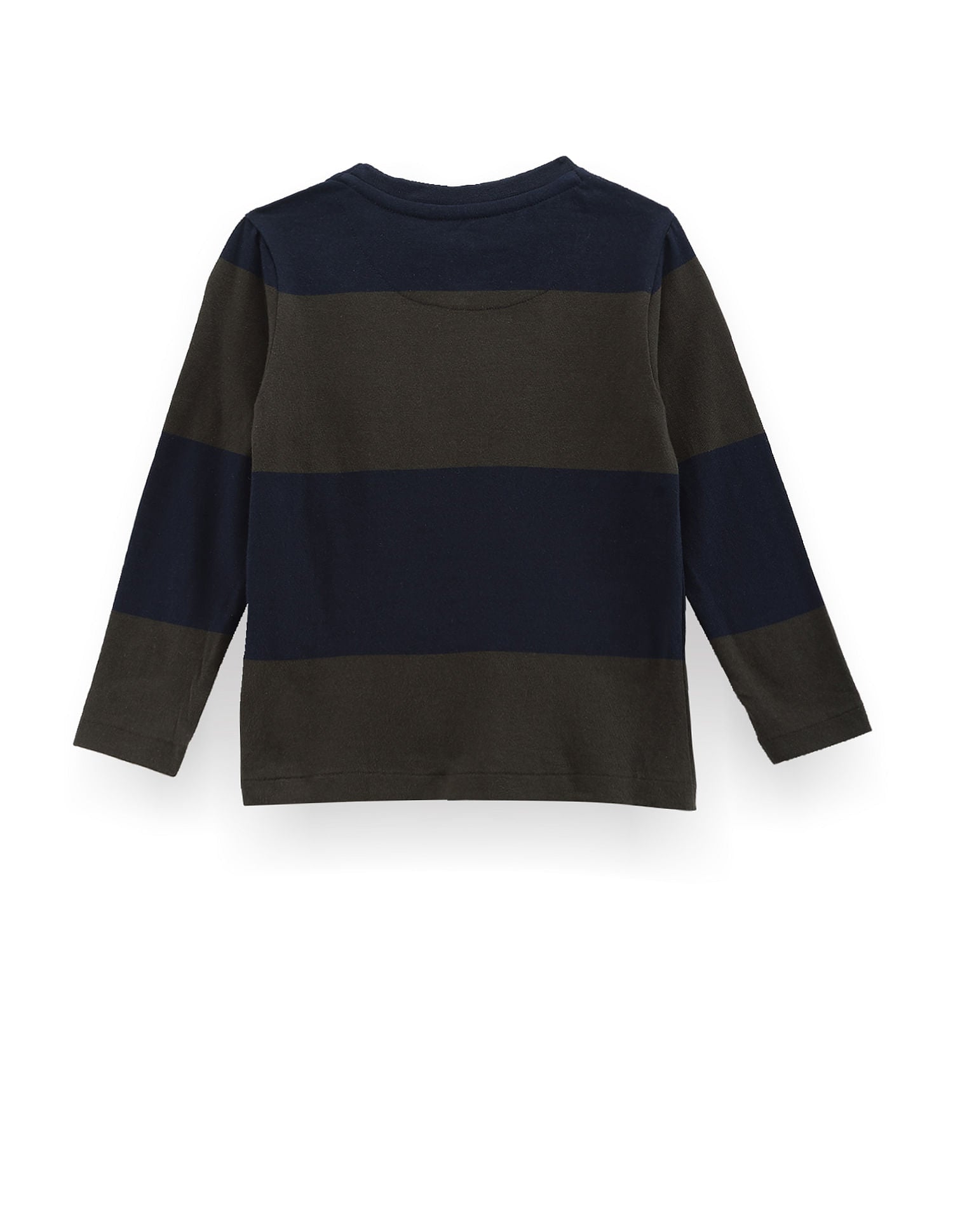 Boys Logo Horizontal Stripe T-Shirt Olive and Navy - U.S. POLO ASSN. | Large