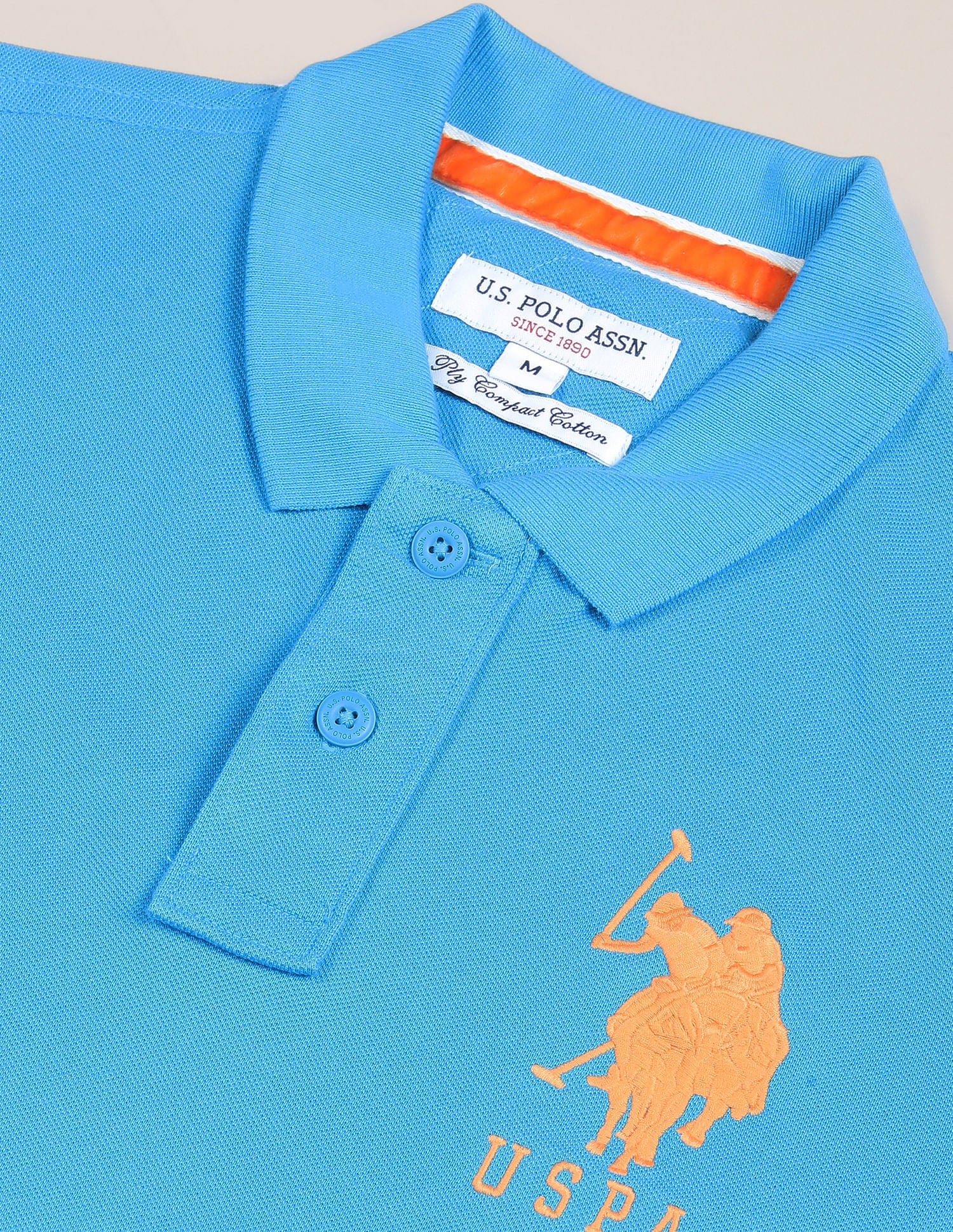 Compact Cotton Logo Polo Shirt Blue - U.S. POLO ASSN. | Large