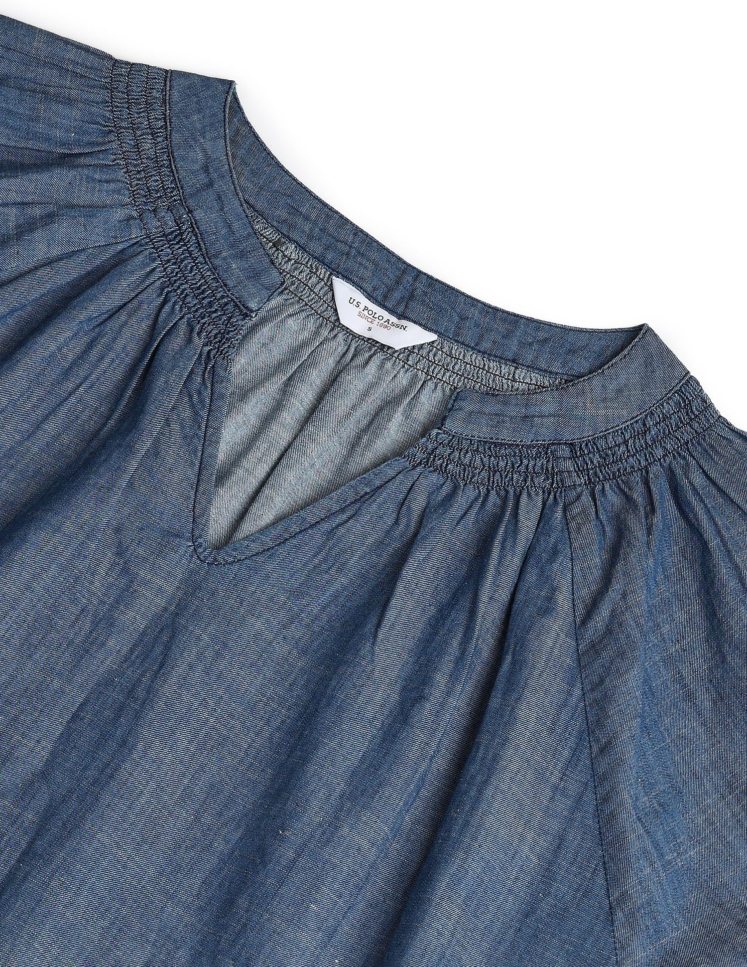 Chambray Embroidered Top Blue - U.S. Polo Assn. India | Large