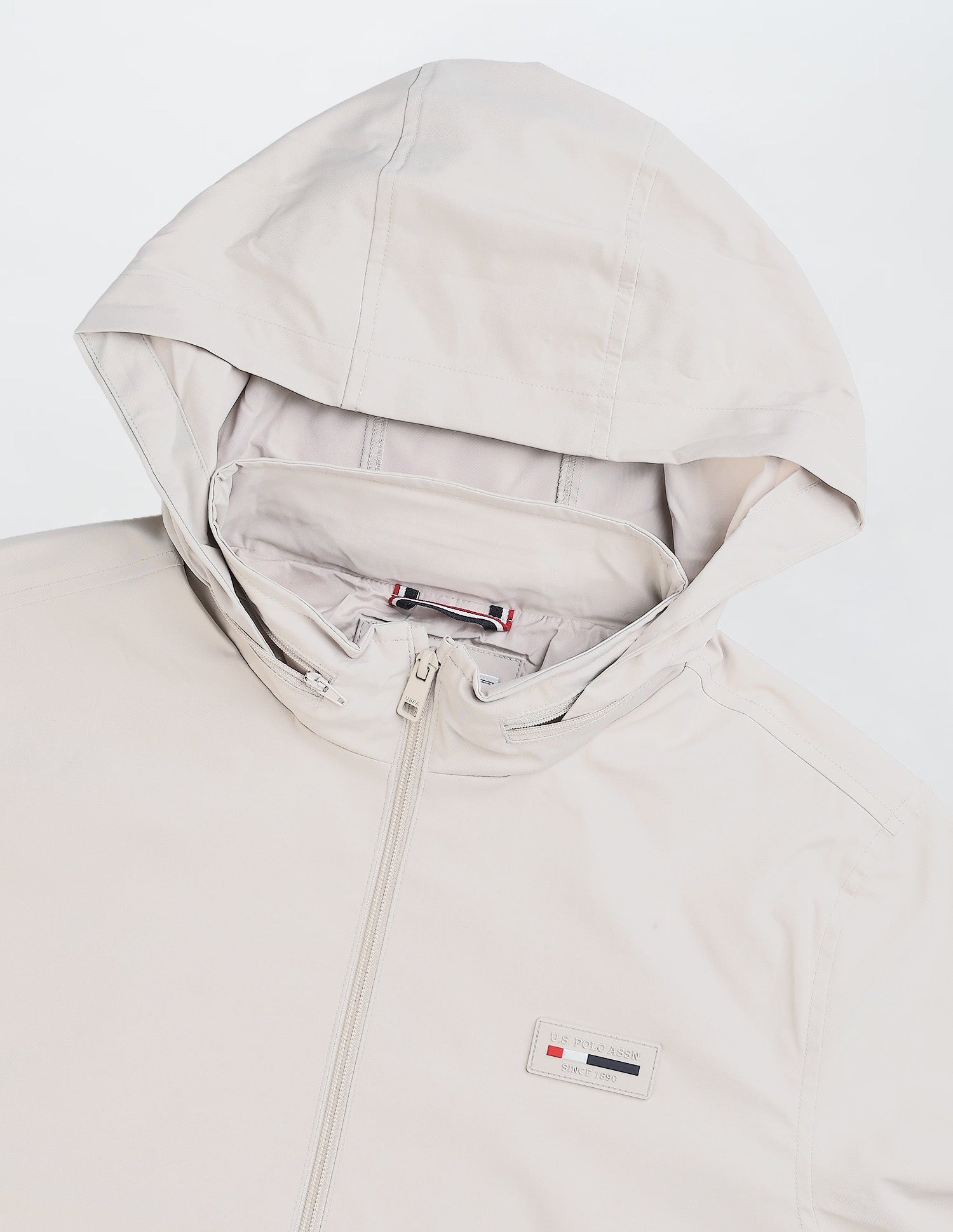 Regular Fit Solid Packable Hood Jacket Ecru - U.S. Polo Assn. India | Large