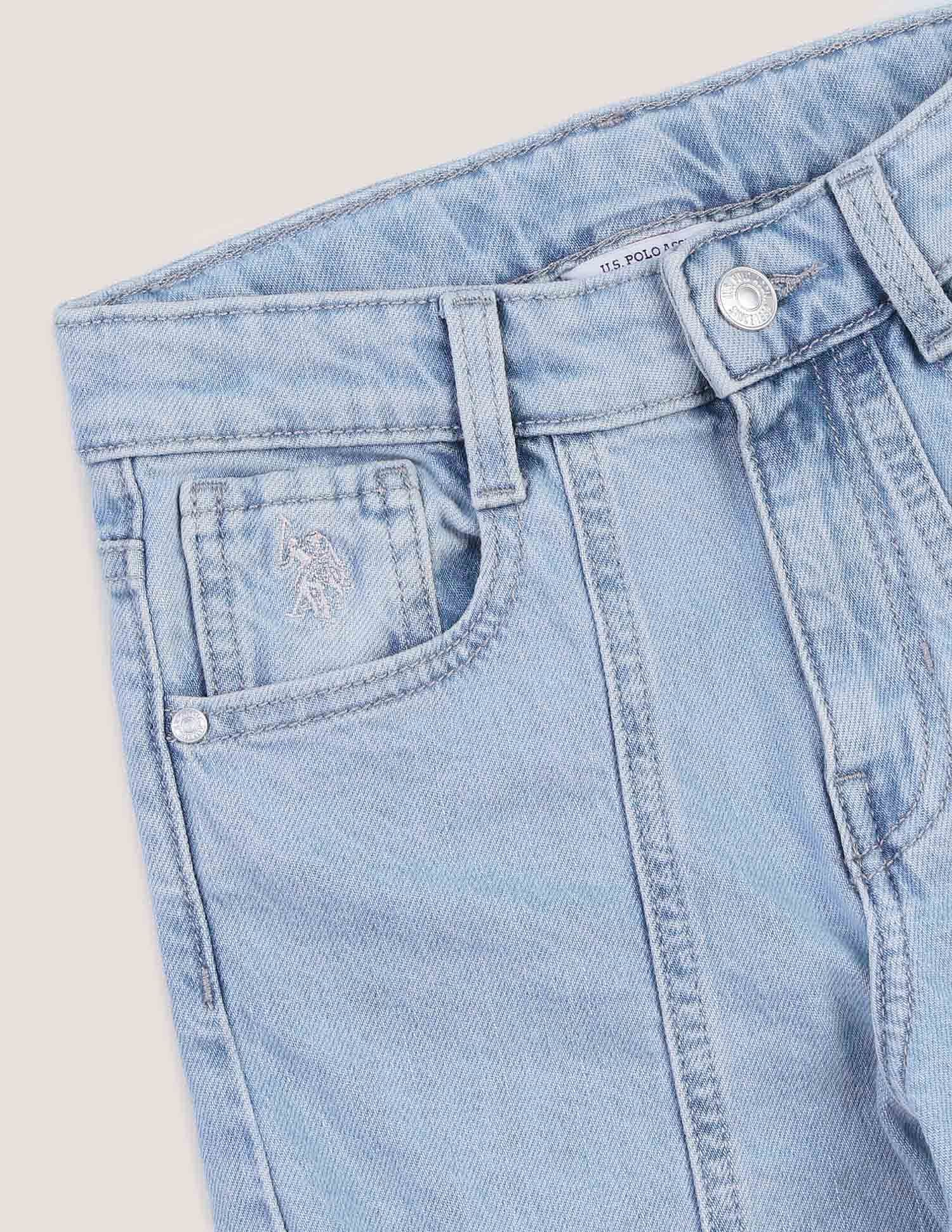 Girls Wide Leg Fit Cargo Jeans Light Blue - U.S. POLO ASSN. | Large