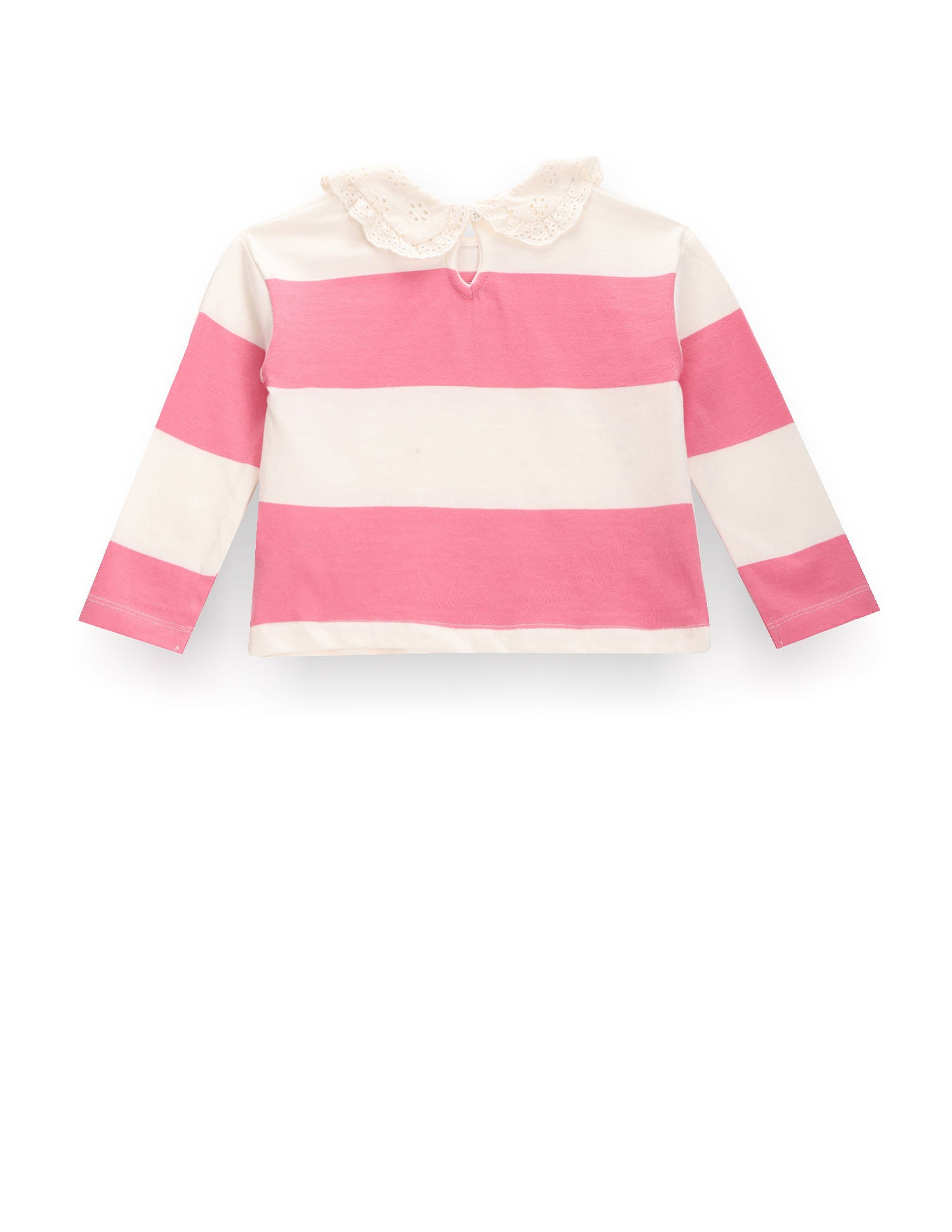 Girls Horizontal Stripe Cotton T-Shirt Pink - U.S. POLO ASSN. | Large