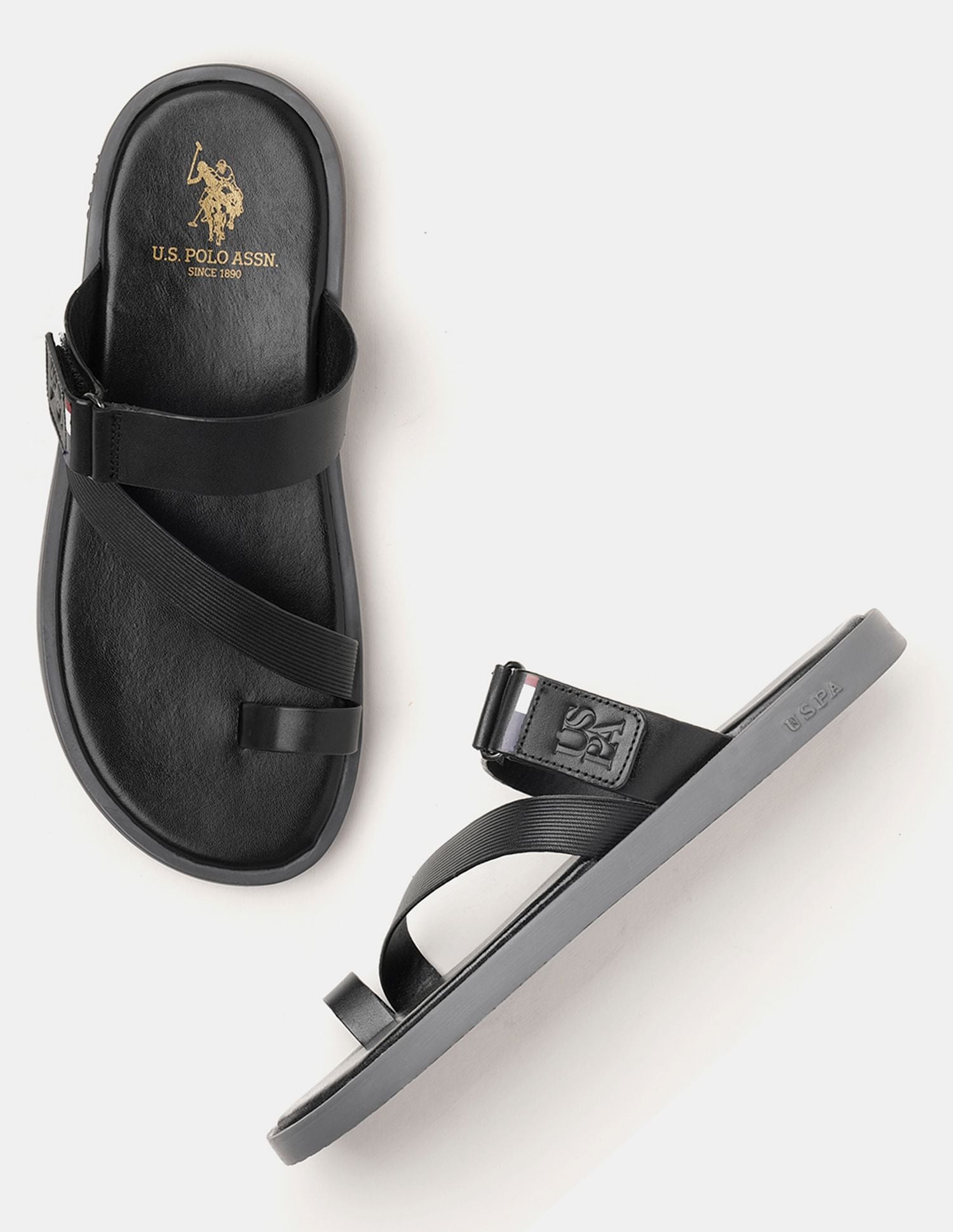 Men Buckle Strap Javi Sandals Black - U.S. POLO ASSN. | Large