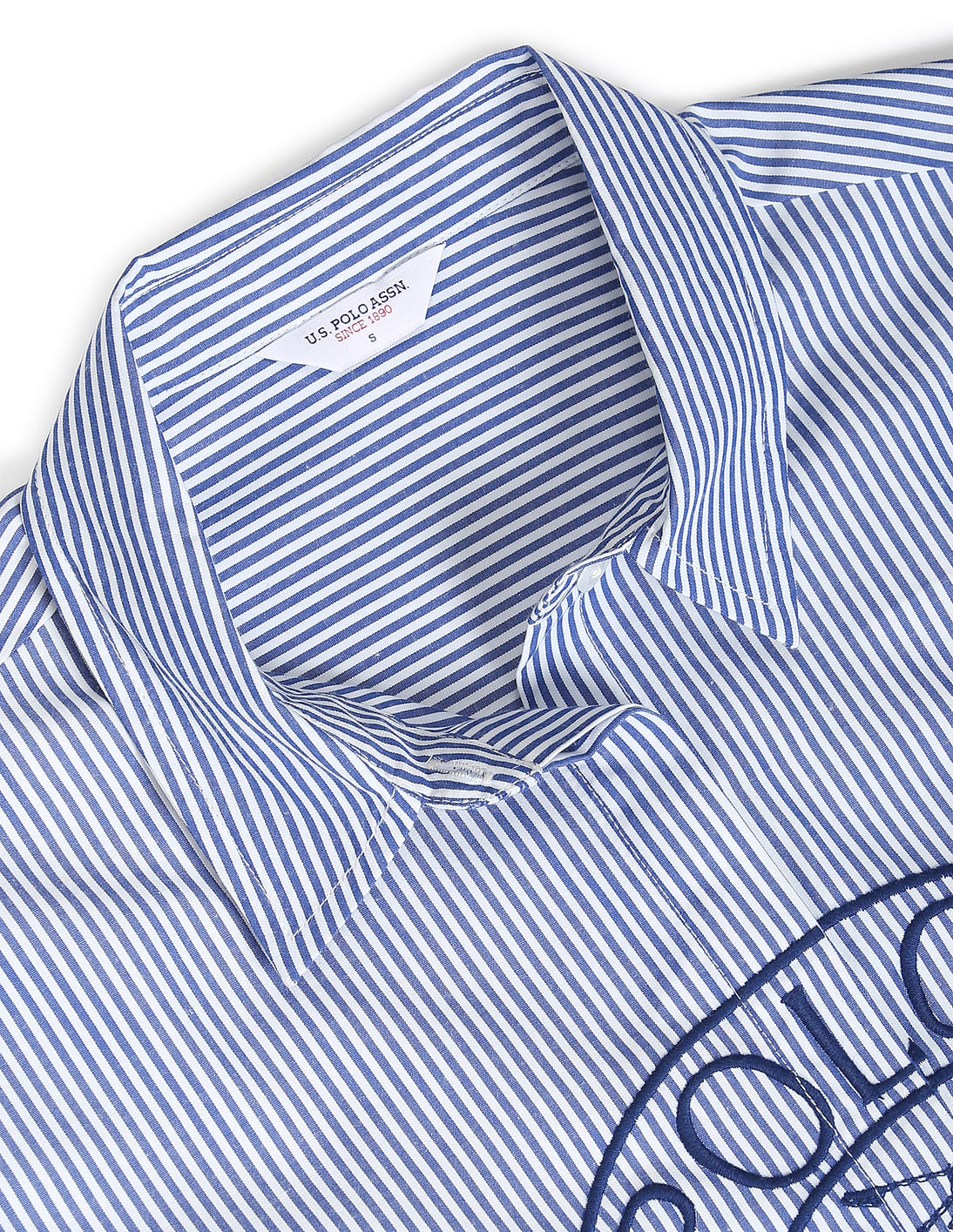 Vertical Stripe Embroidered Shirt Blue - U.S. POLO ASSN. | Large