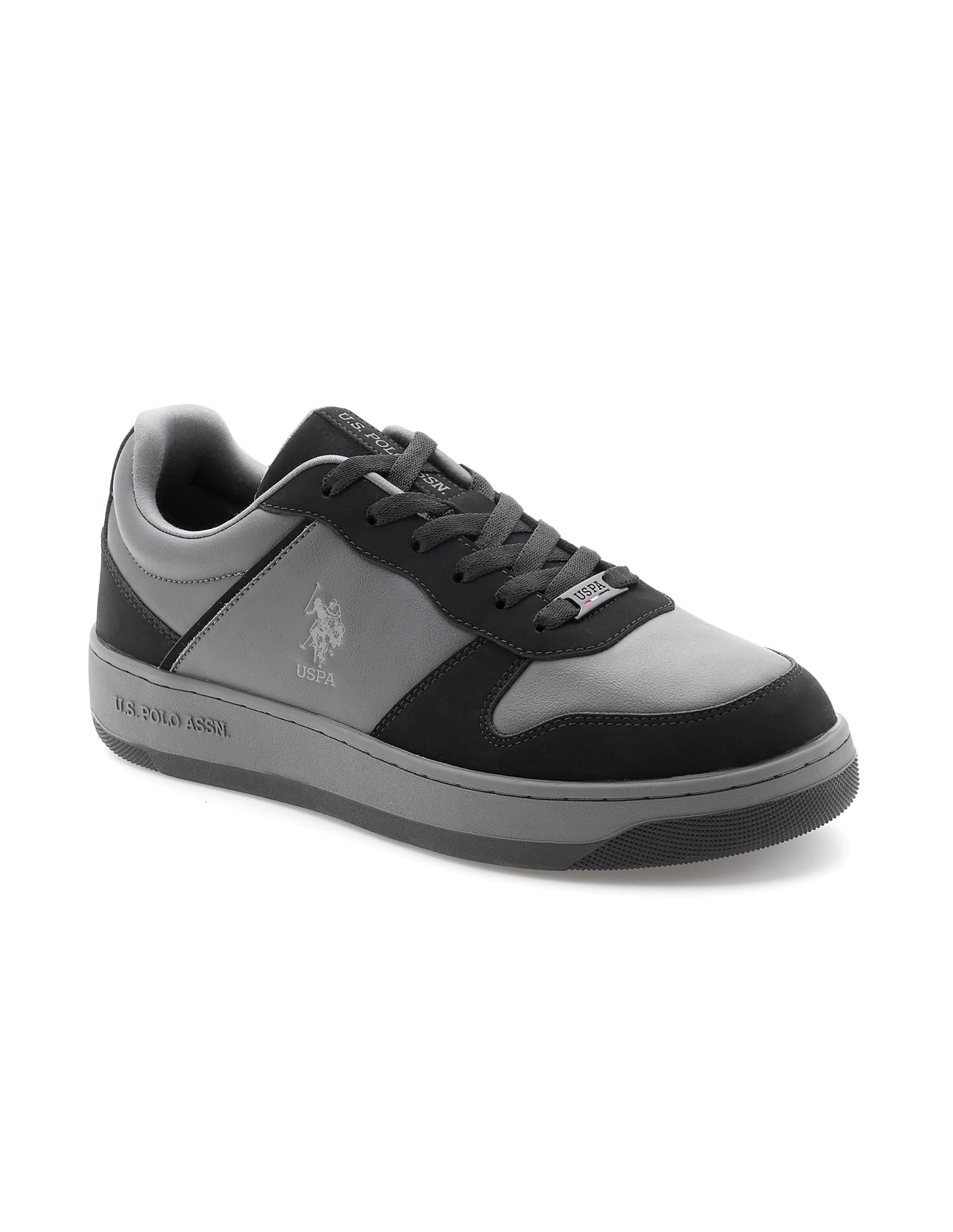 Men Colour Block Jaxon Sneakers Black and Grey - U.S. Polo Assn. India | Large