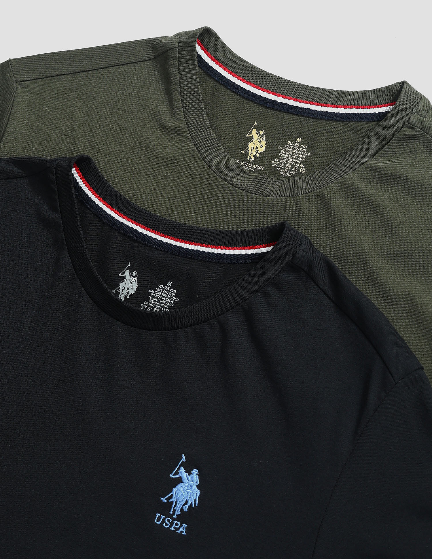 Tonal Logo Cotton 1633 Lounge T-Shirt - Pack Of 2 Olive and Black - U.S. POLO ASSN. | Large