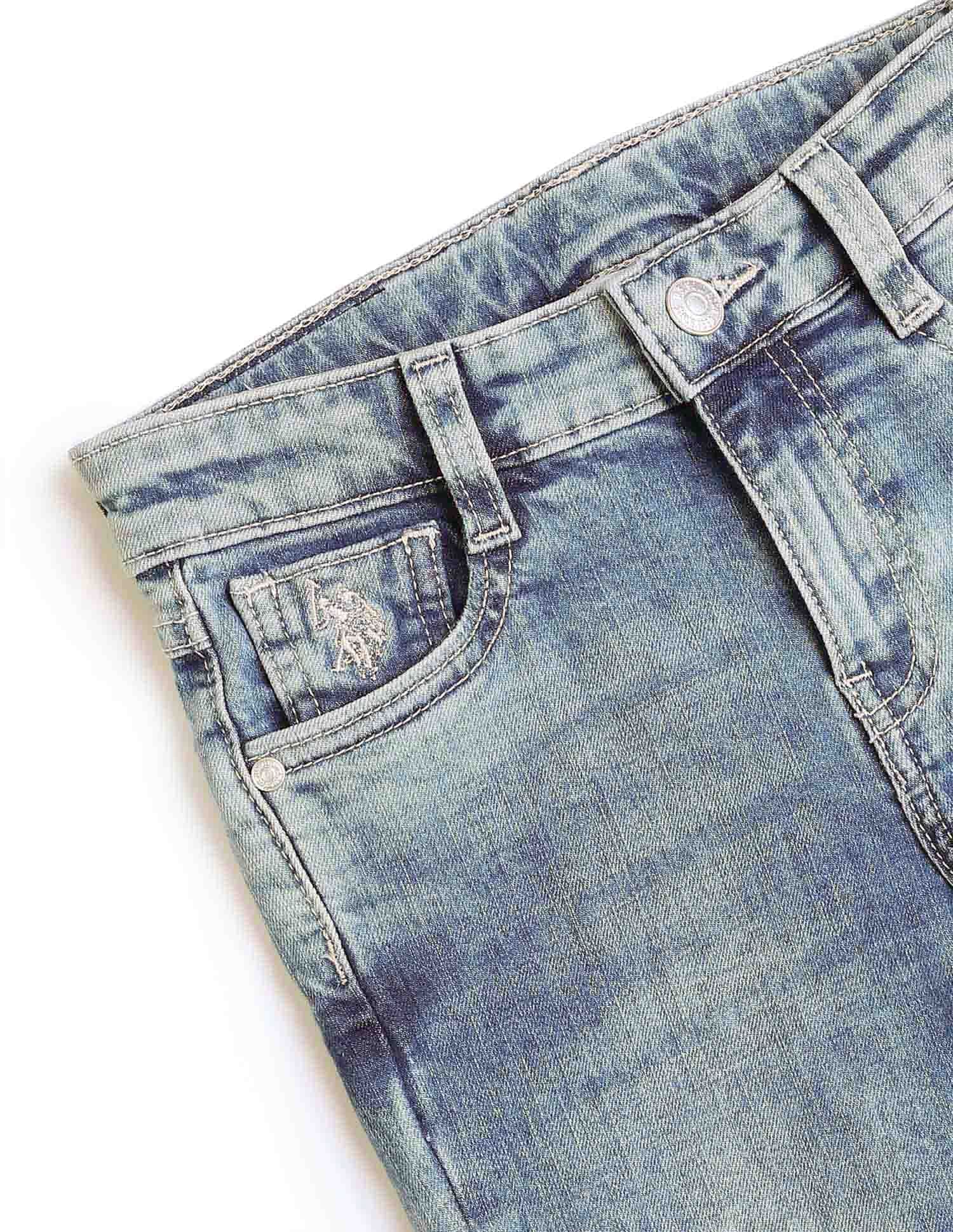 Girls Mid Rise Bootcut Jeans Light Blue - U.S. POLO ASSN. | Large