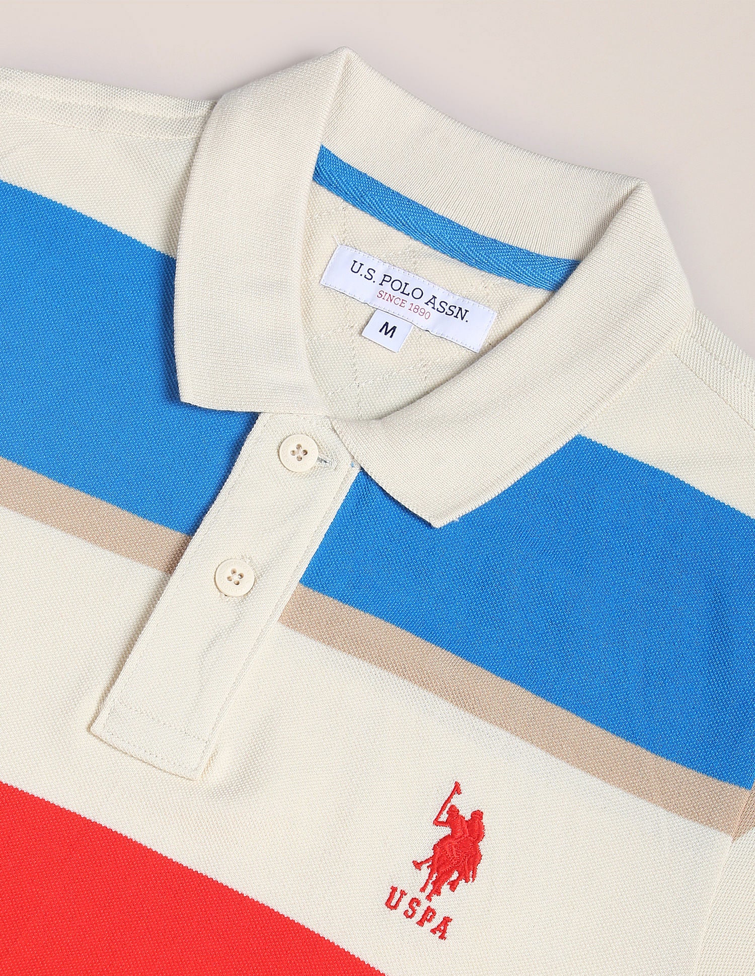 Horizontal Stripe Slim Polo Shirt Light Brown - U.S. POLO ASSN. | Large