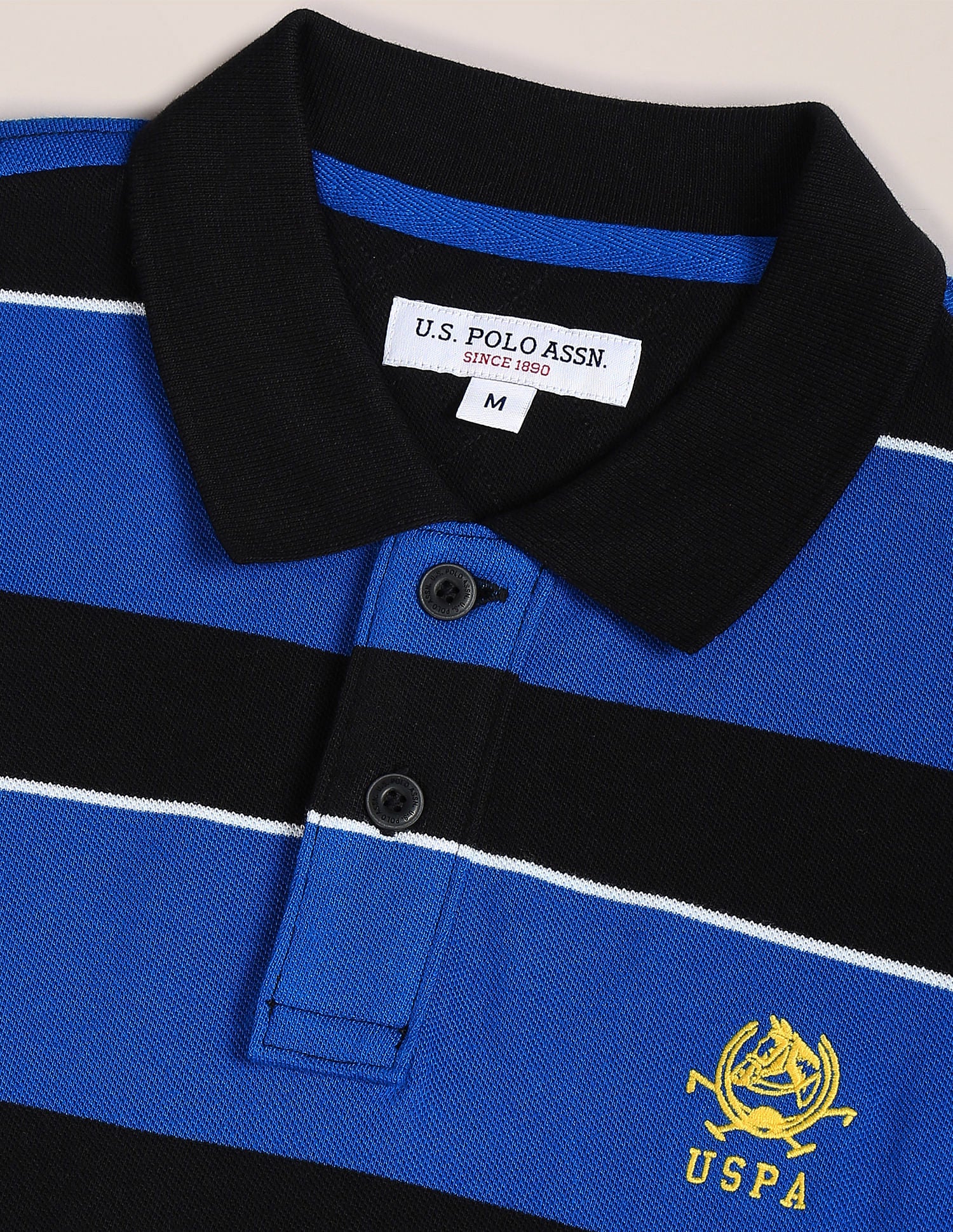 Horizontal Stripe Polo Shirt Dark Blue and Black - U.S. Polo Assn. India | Large