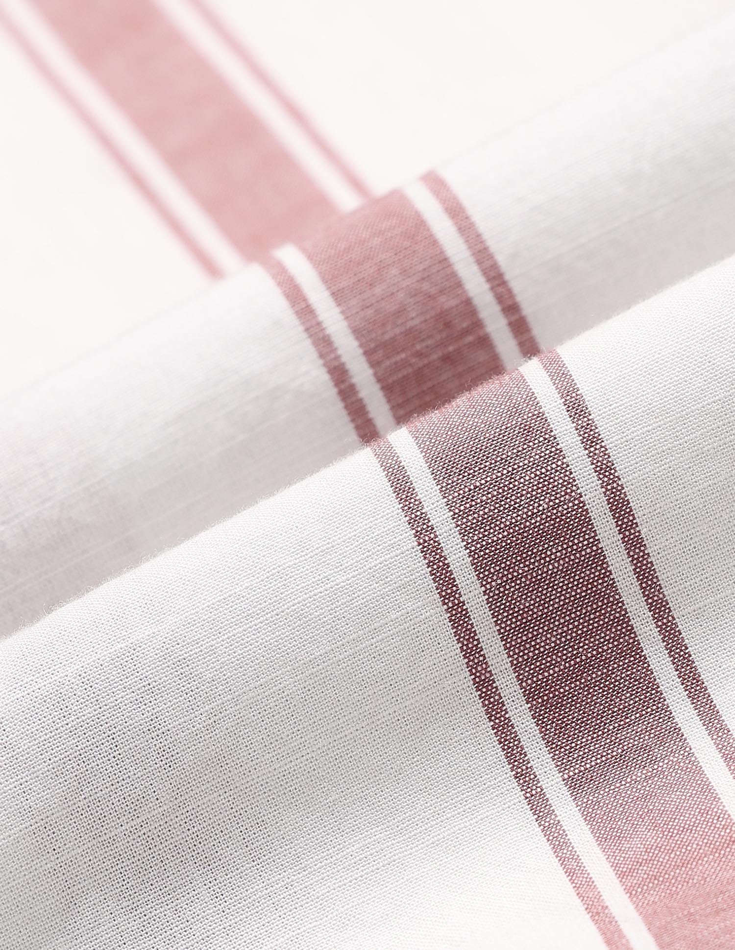 Vertical Striped Pure Cotton Shirt Light Red - U.S. Polo Assn. India | Large