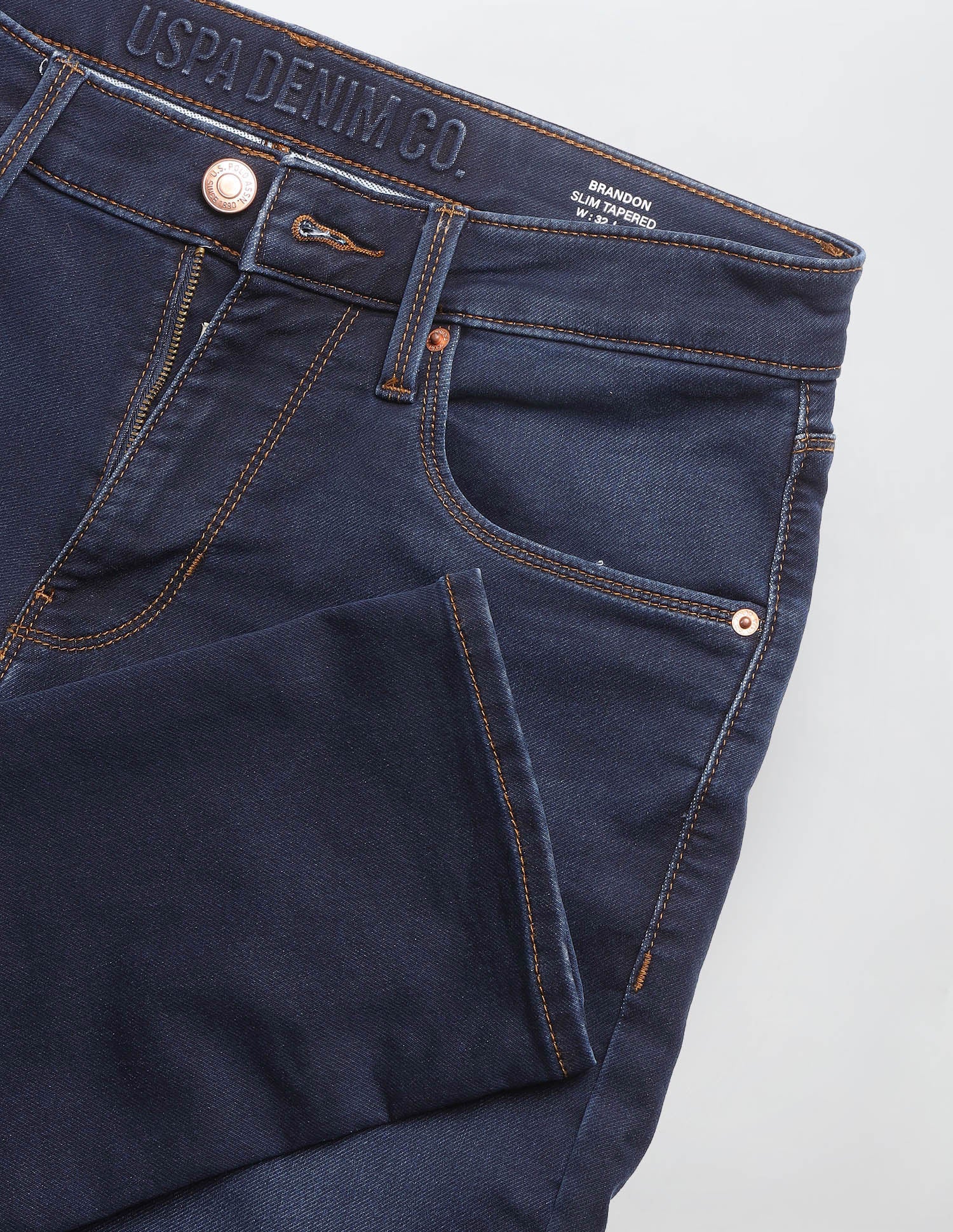 Brandon Slim Tapered Fit Blue Jeans Dark Blue - U.S. Polo Assn. India | Large
