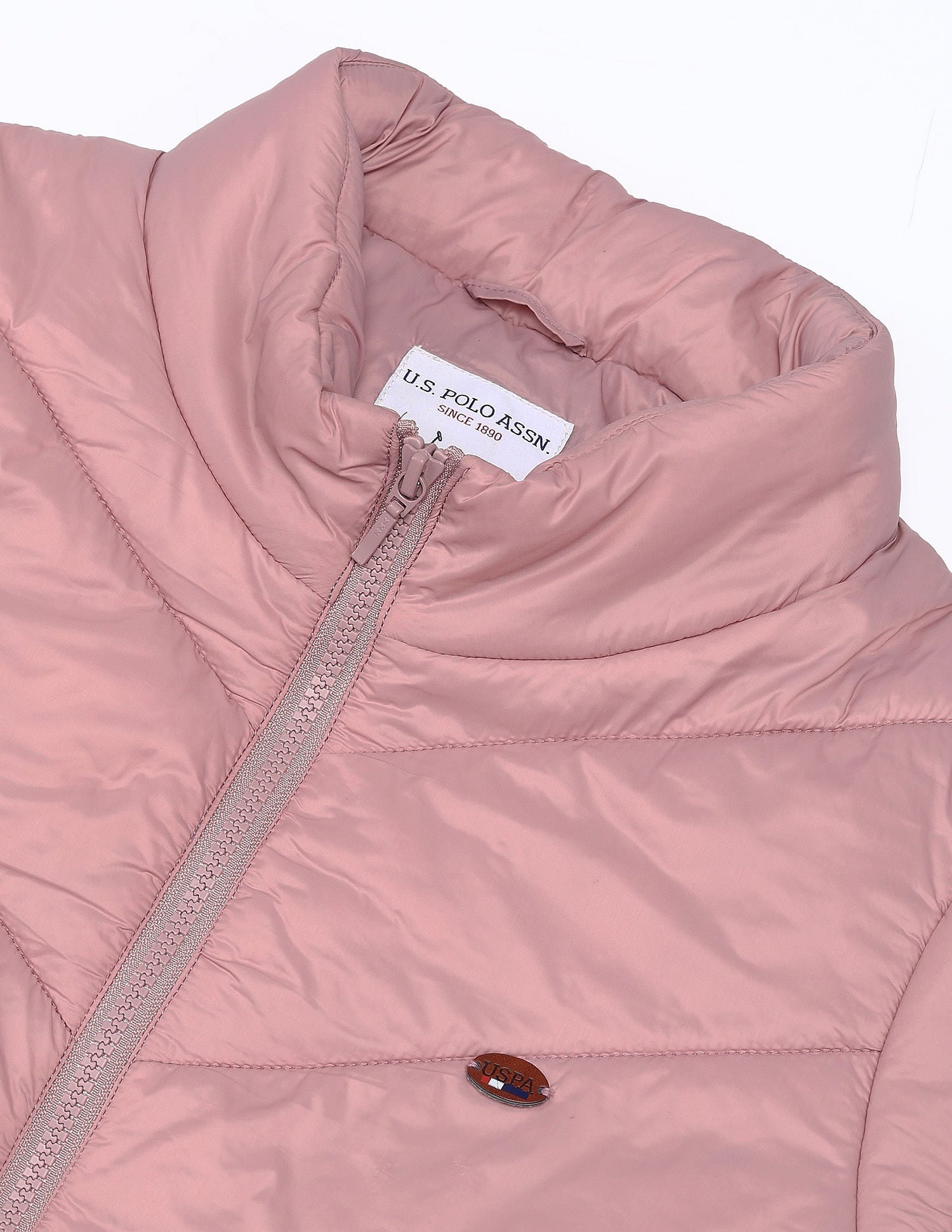 Longline High Neck Puffer Jacket Peach - U.S. POLO ASSN. | Large