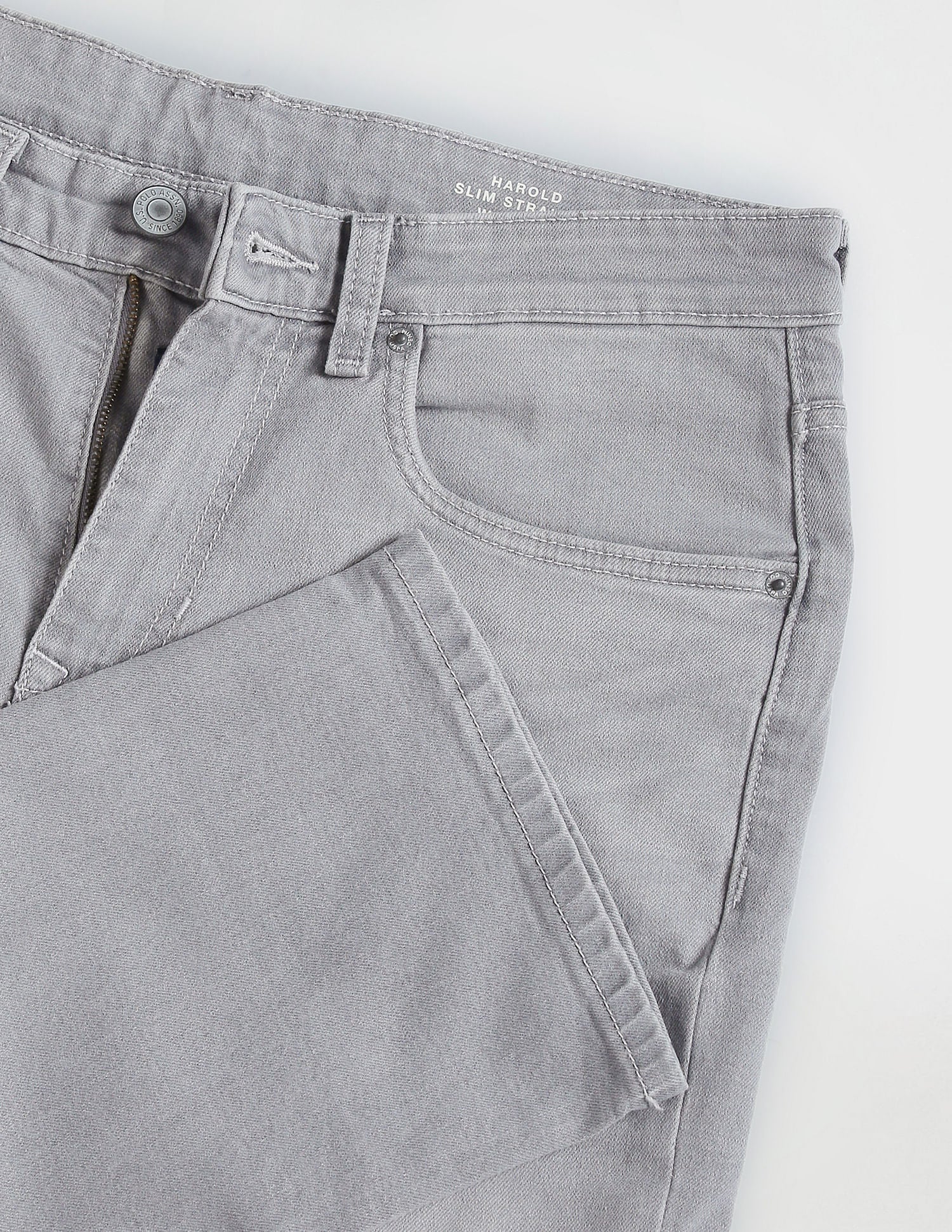 Harold Slim Straight Fit Blue Jeans Grey - U.S. Polo Assn. India | Large
