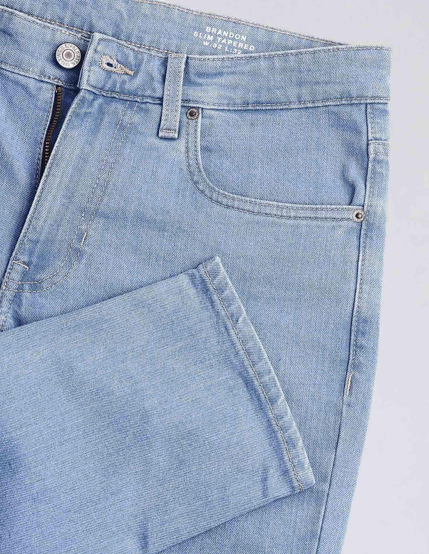 Brandon Slim Tapered Fit Blue Jeans Blue - U.S. POLO ASSN. | Large