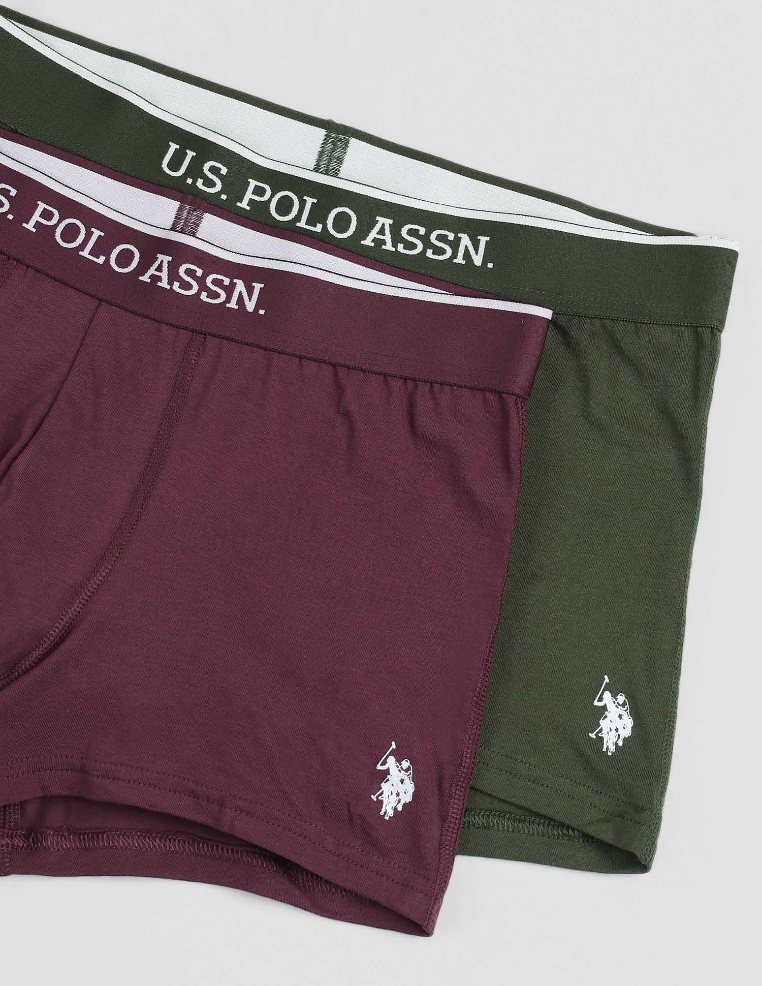 Antibacterial Solid ET004 Trunks - Pack Of 2 Port Royal and Olive - U.S. POLO ASSN. | Large